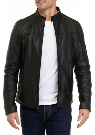 Michael Kors Men's Leather Racer Jacket | belk