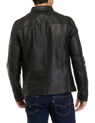 Michael Kors Men's Leather Racer Jacket | belk