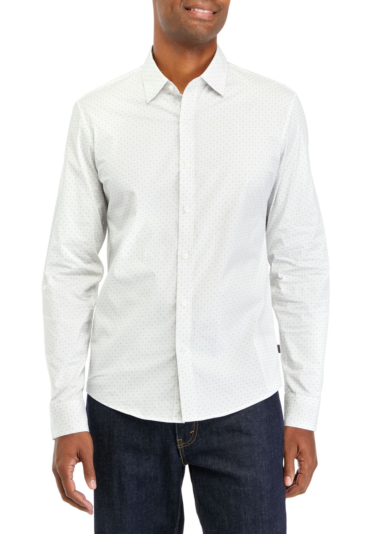 Mens Long Sleeve Woven Stitch Foulard Shirt