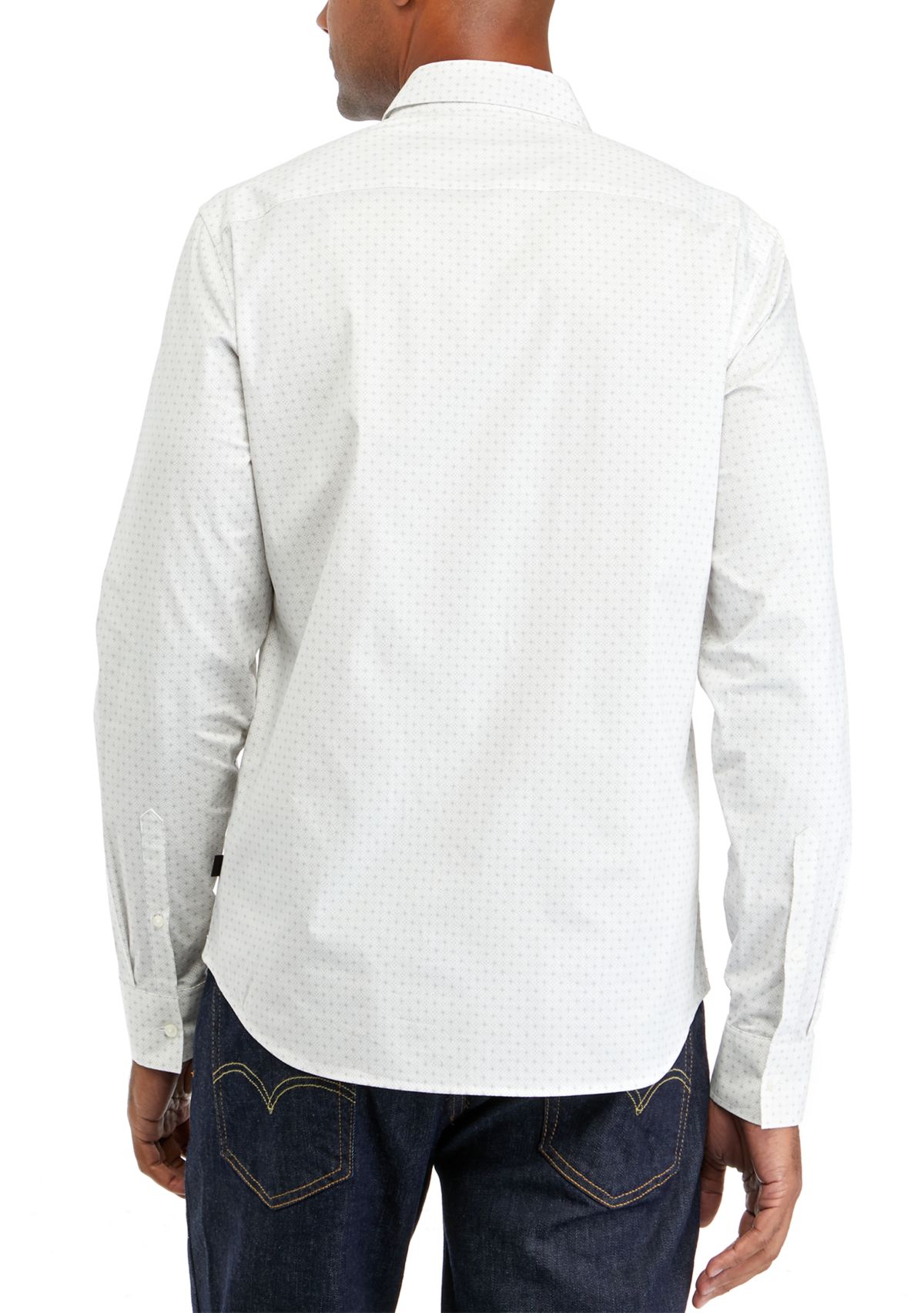 Mens Long Sleeve Woven Stitch Foulard Shirt