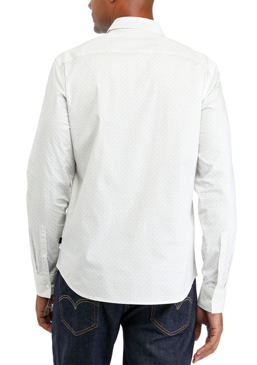 Mens Long Sleeve Woven Stitch Foulard Shirt