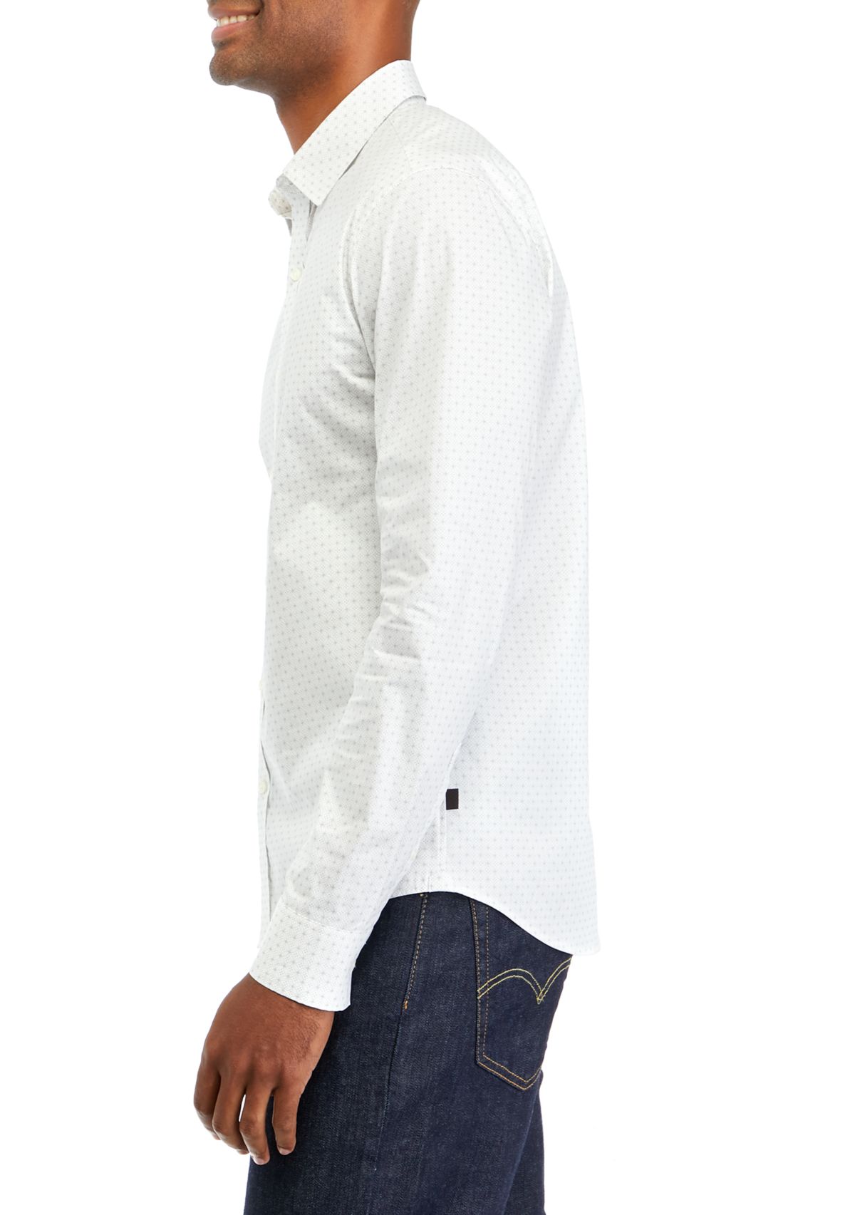 Mens Long Sleeve Woven Stitch Foulard Shirt