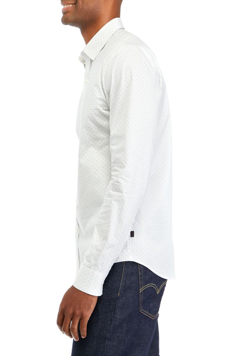 Mens Long Sleeve Woven Stitch Foulard Shirt