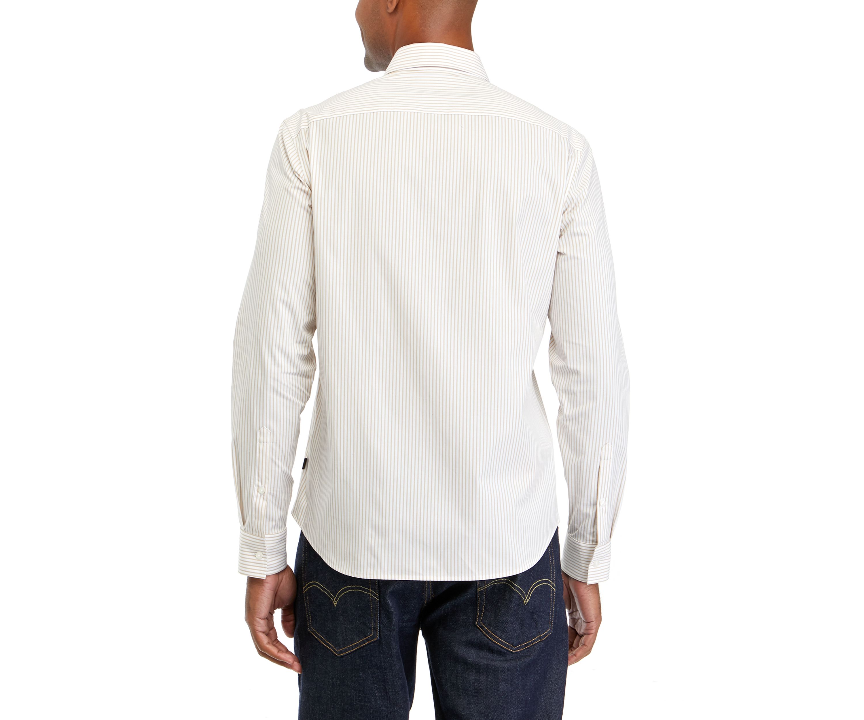 Mens Long Sleeve Woven Button Down Railroad Stripe Shirt