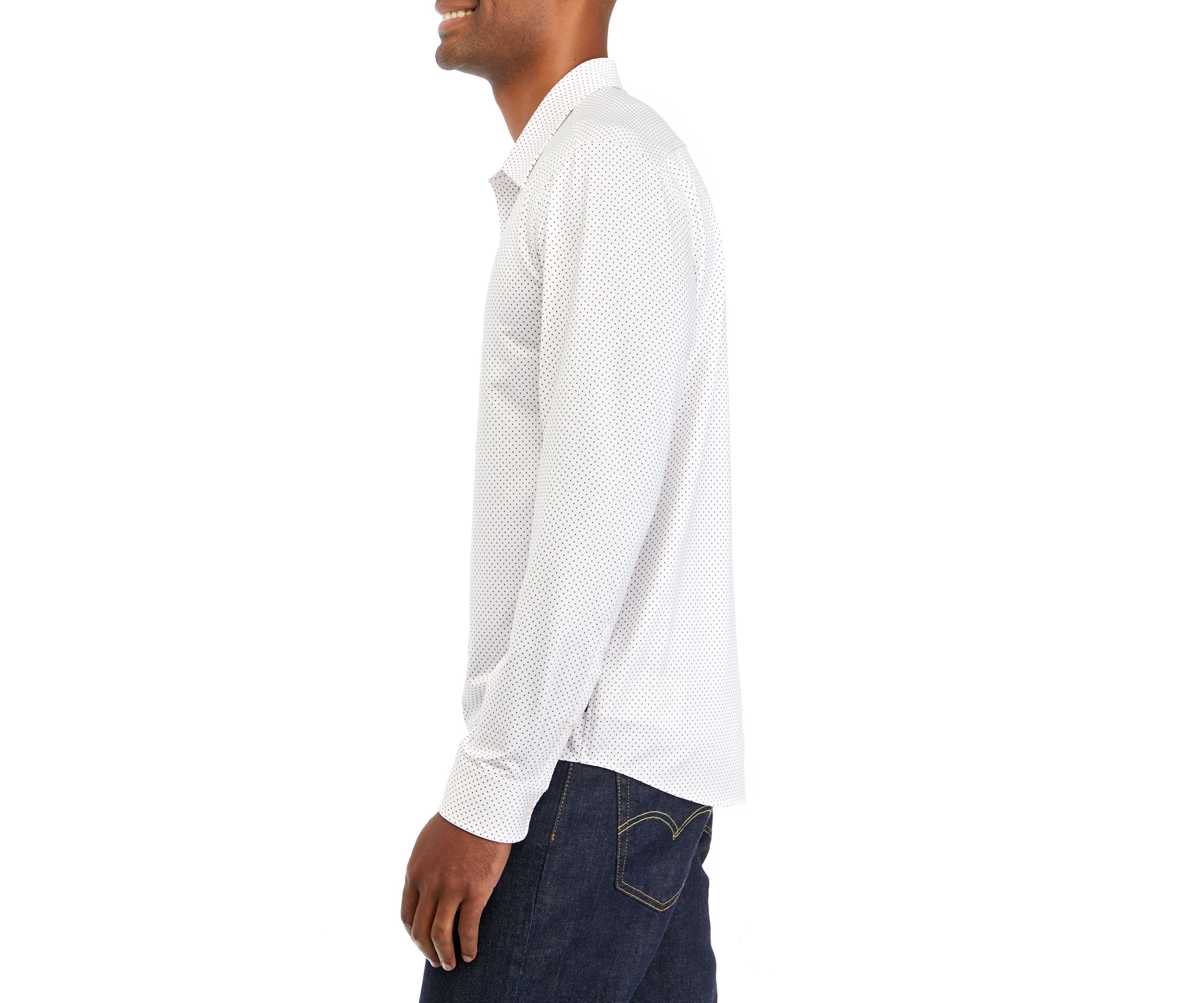 Mens Long Sleeve Woven Performance Knit Shirt
