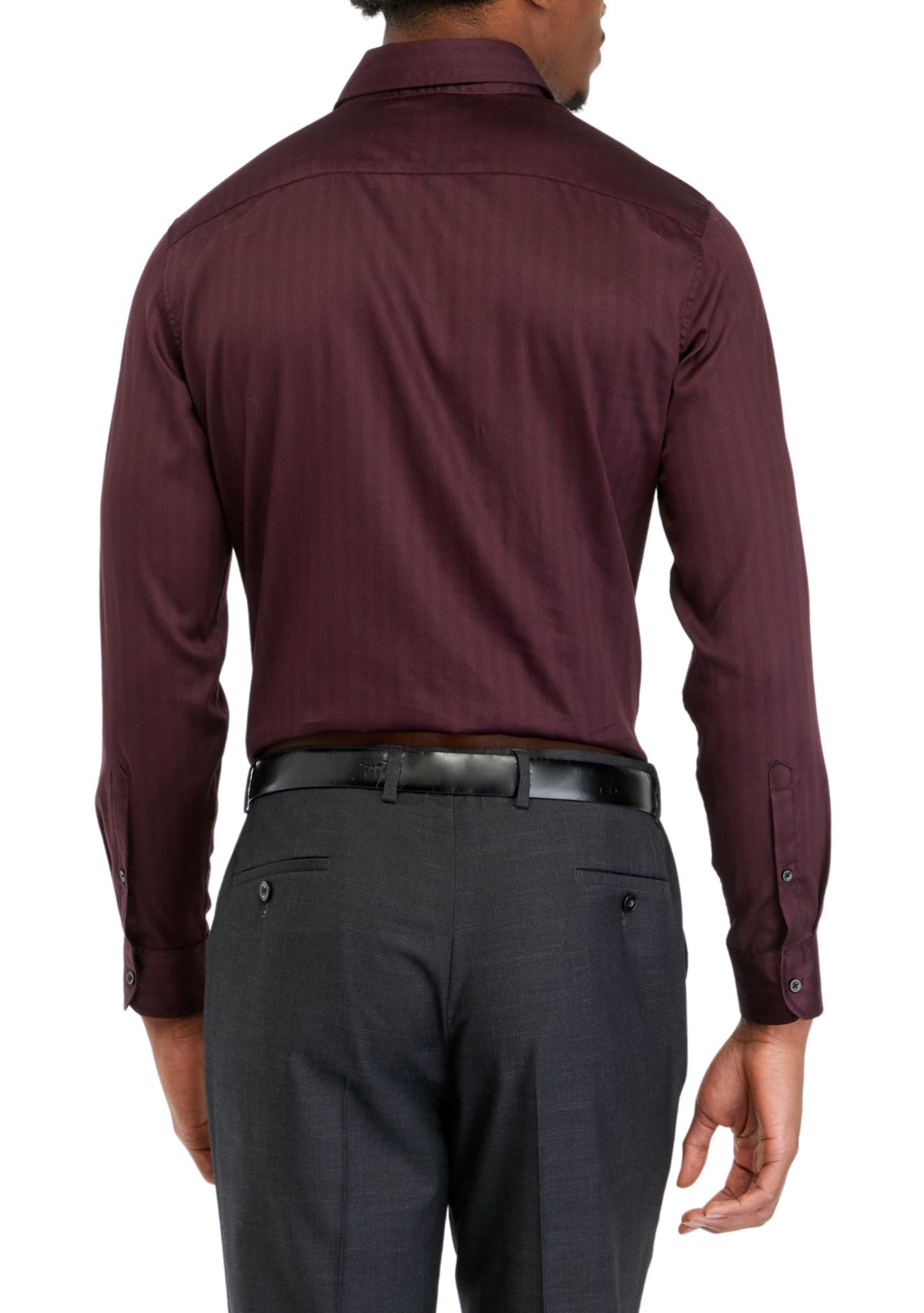Mens Long Sleeve Woven Herringbone Stripe Shirt