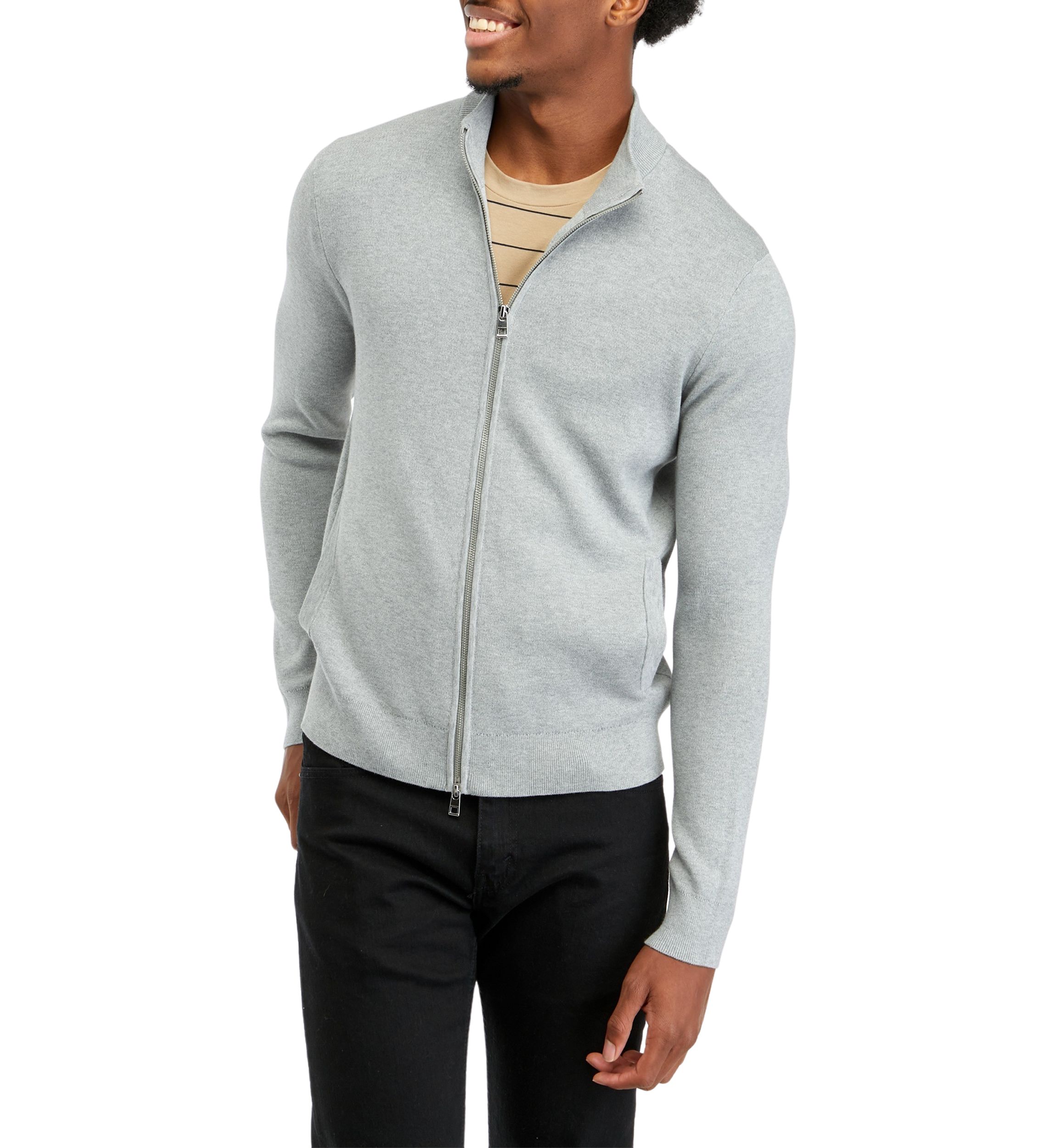 Mens Double Knit Zip Sweater