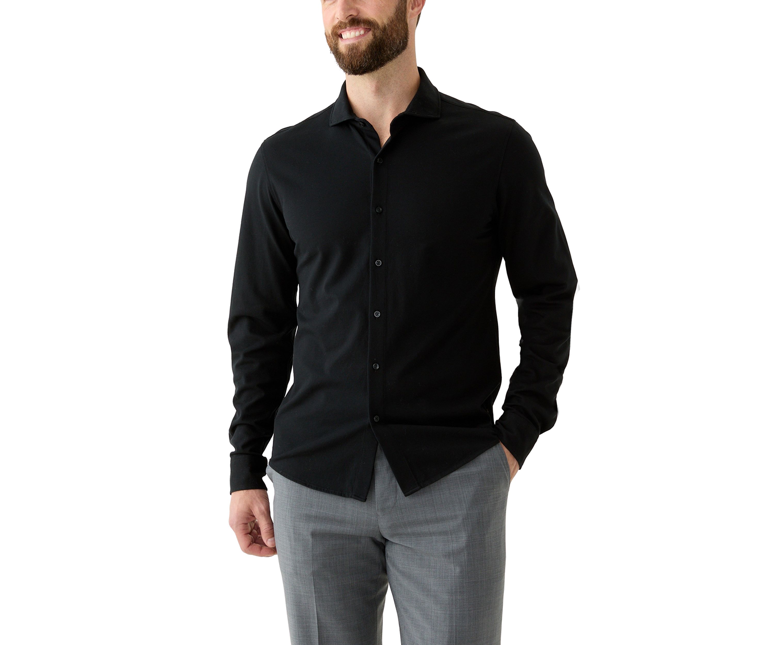 Mens Long Sleeve Piqué Shirt