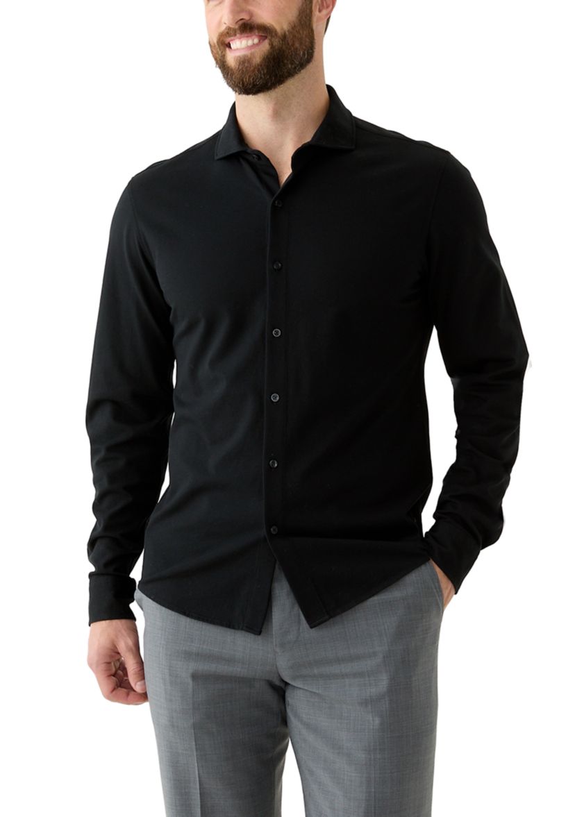 Mens Long Sleeve Piqué Shirt