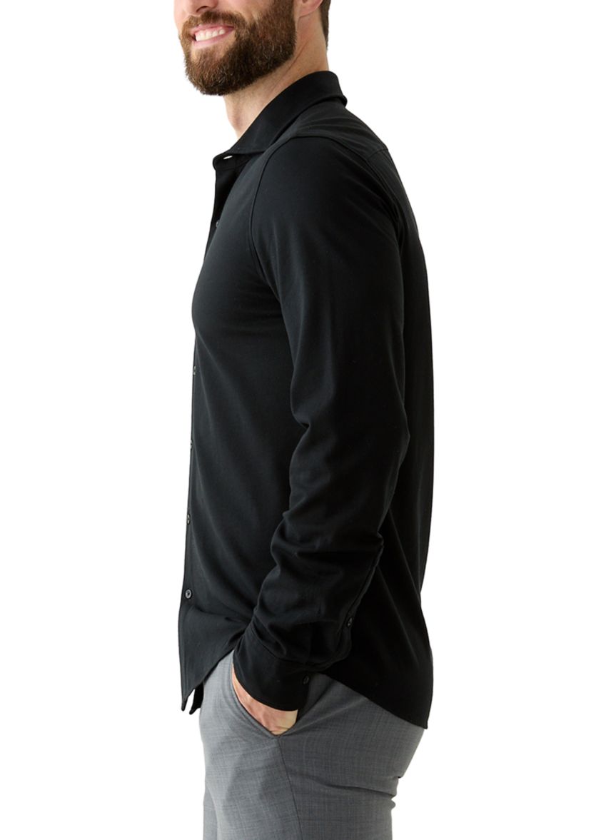Mens Long Sleeve Piqué Shirt