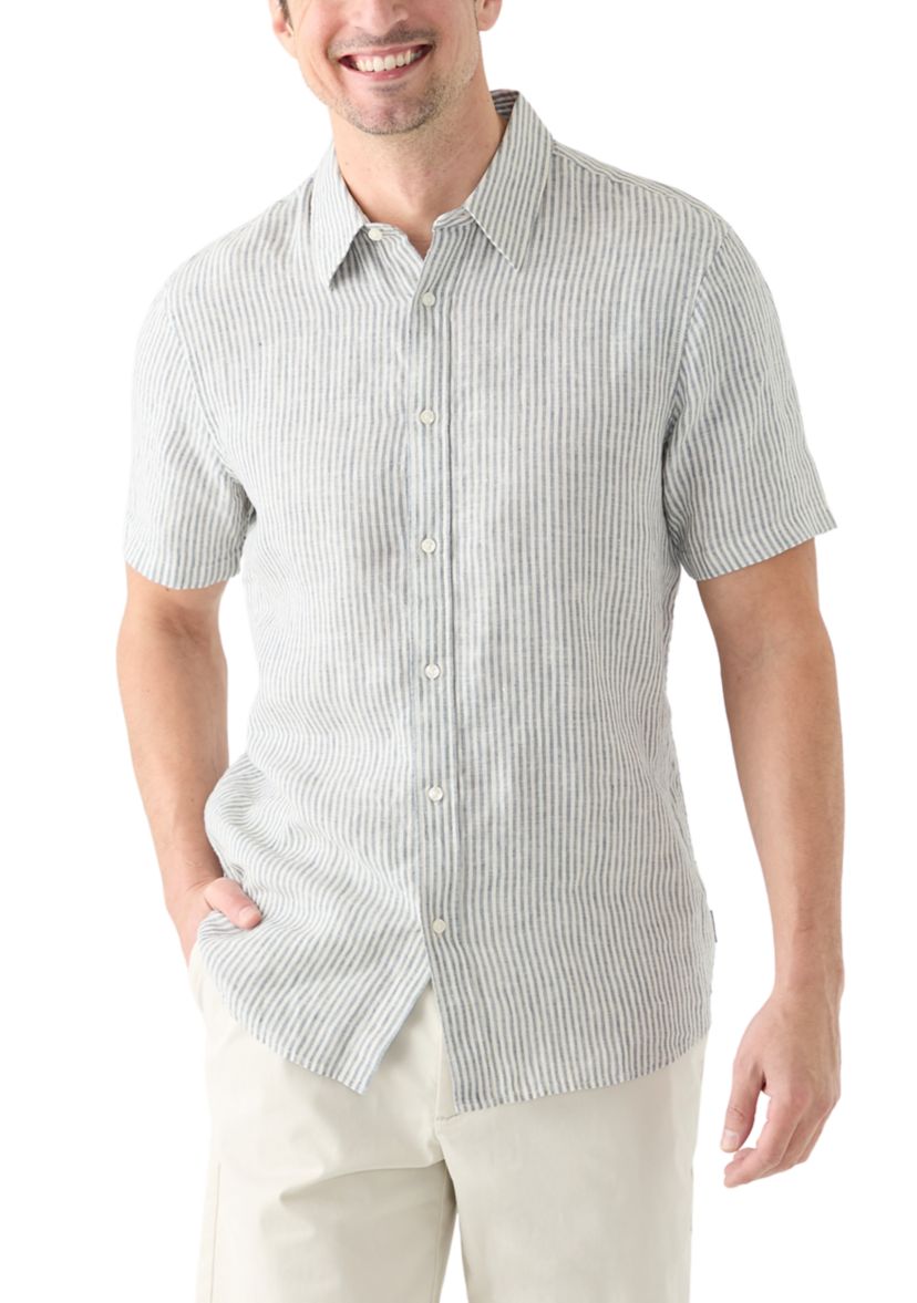 Short Sleeve Classic Linen Stripe Shirt 