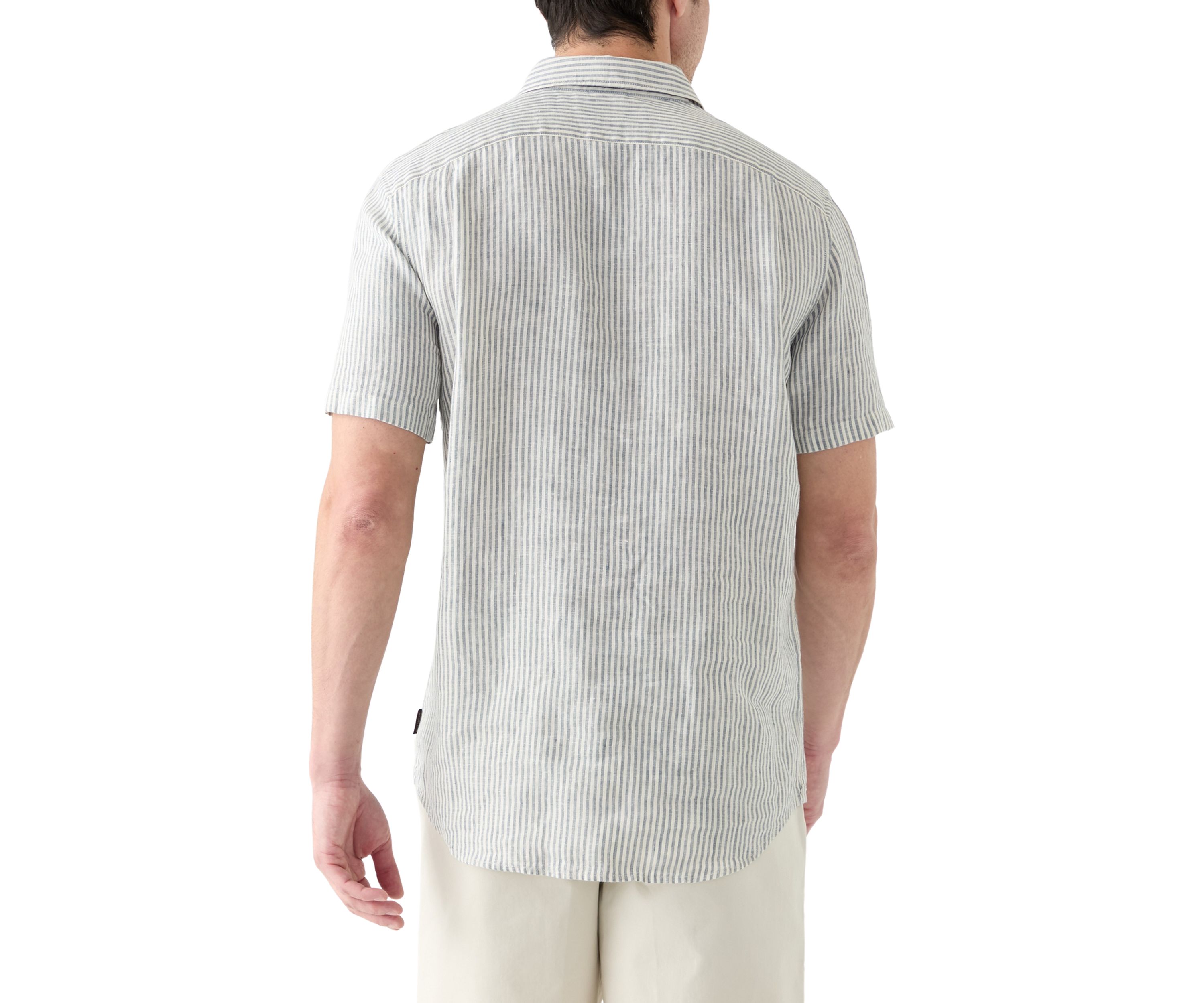 Short Sleeve Classic Linen Stripe Shirt 
