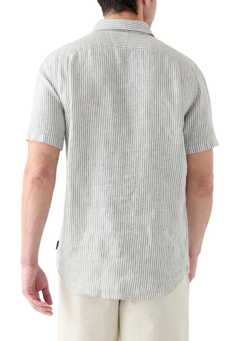 Short Sleeve Classic Linen Stripe Shirt 