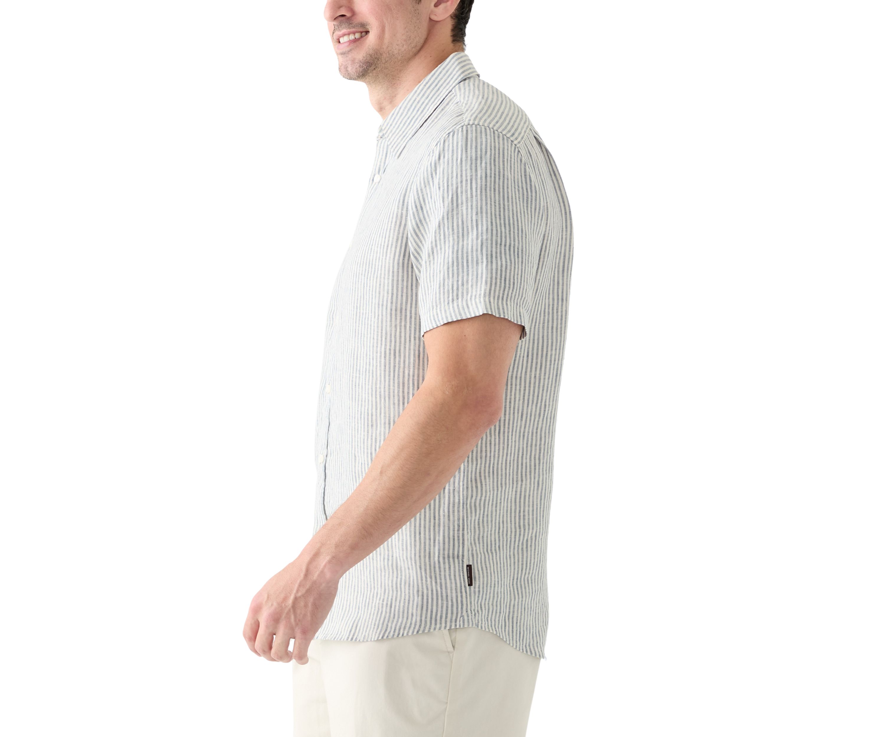 Short Sleeve Classic Linen Stripe Shirt 