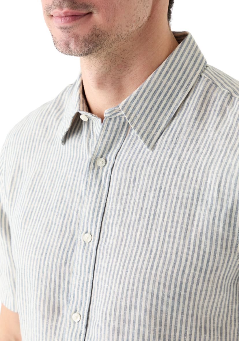 Short Sleeve Classic Linen Stripe Shirt 
