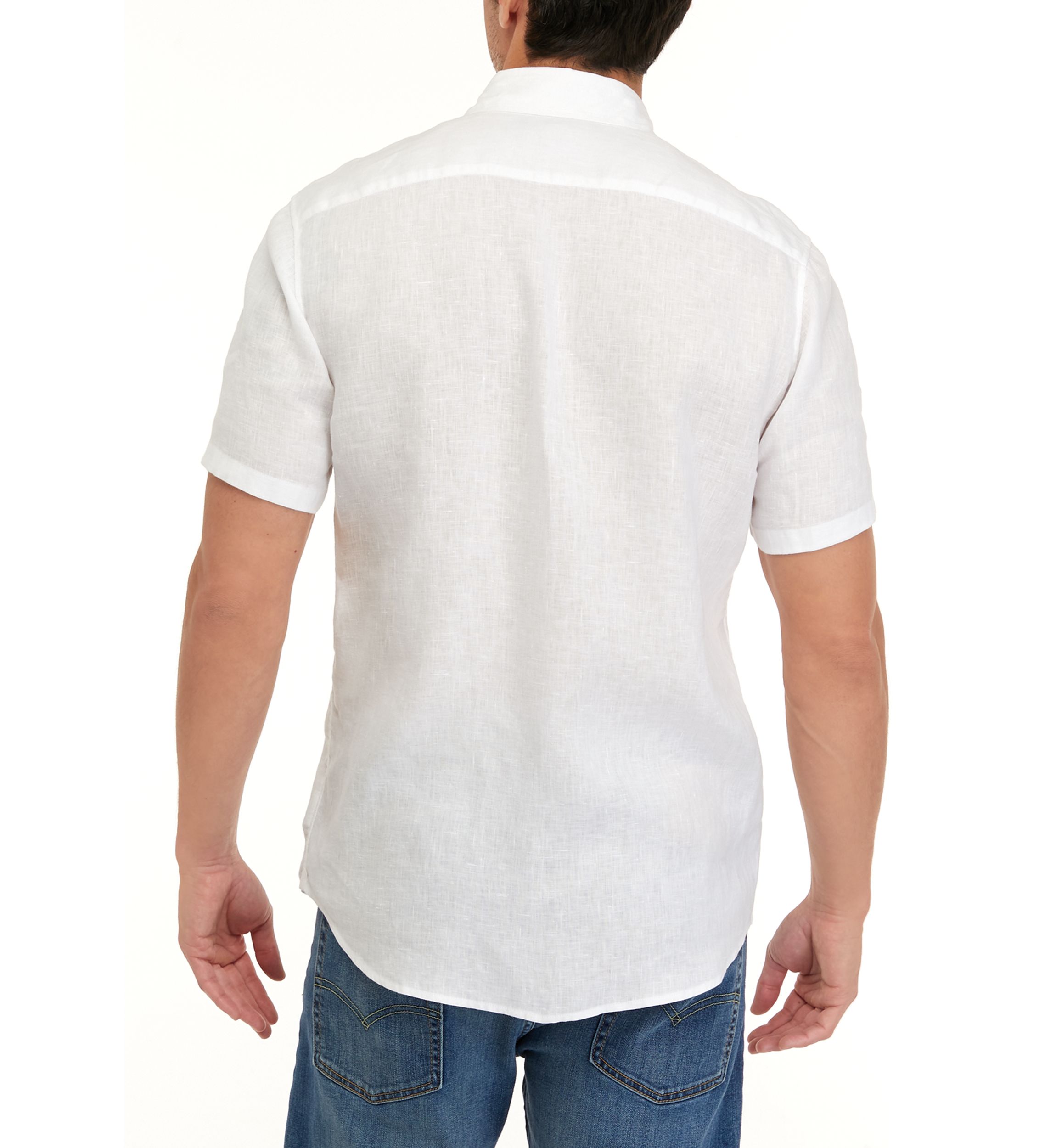 Mens Short Sleeve Button Down Linen Shirt