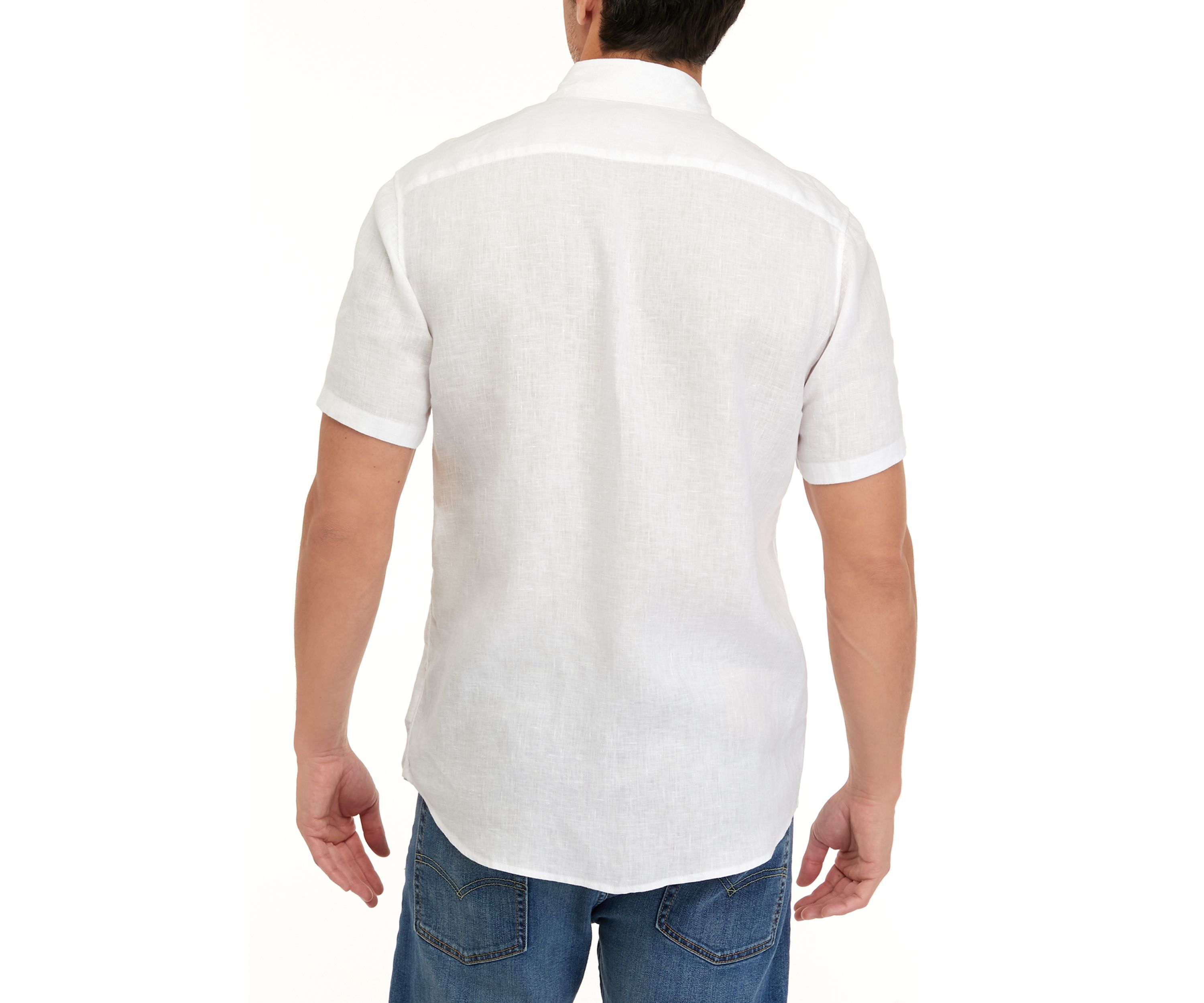 Mens Short Sleeve Button Down Linen Shirt