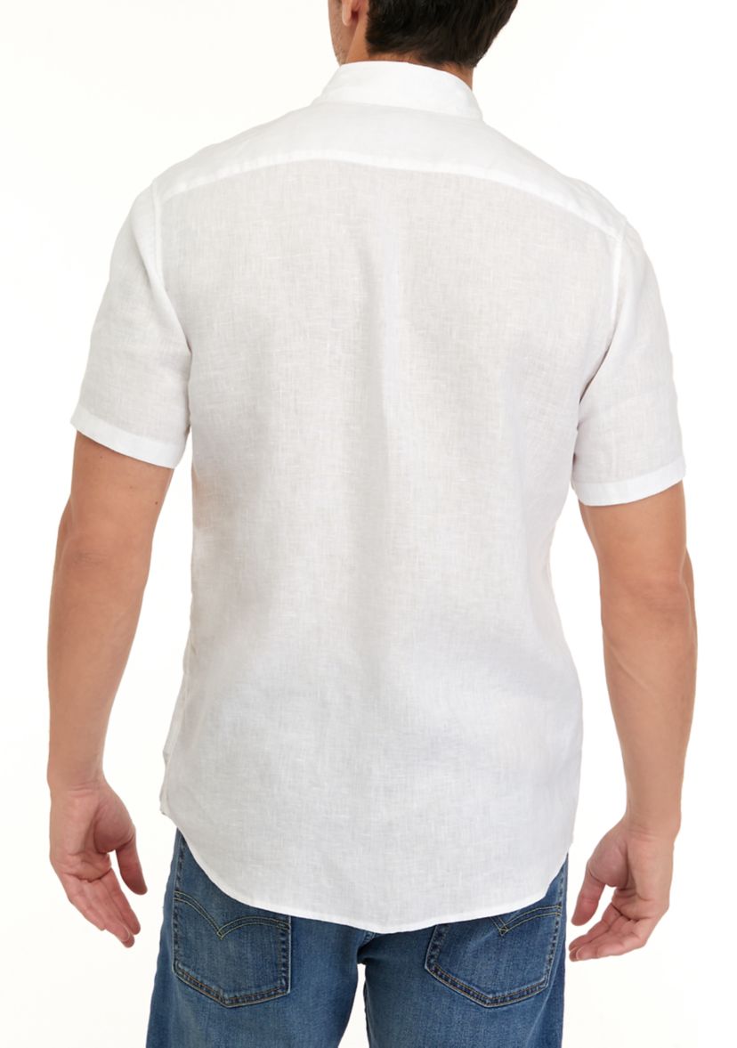 Mens Short Sleeve Button Down Linen Shirt