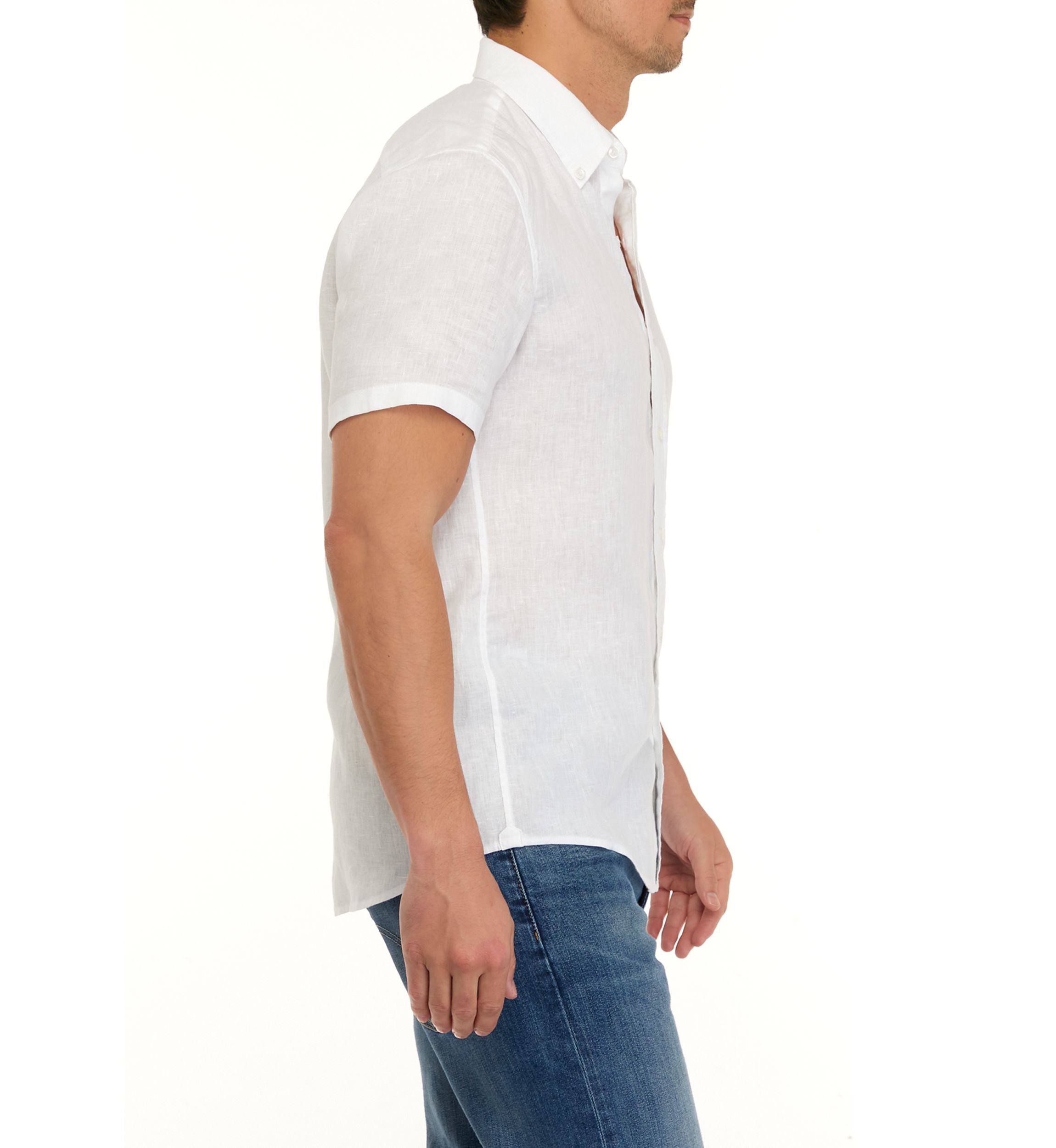 Mens Short Sleeve Button Down Linen Shirt