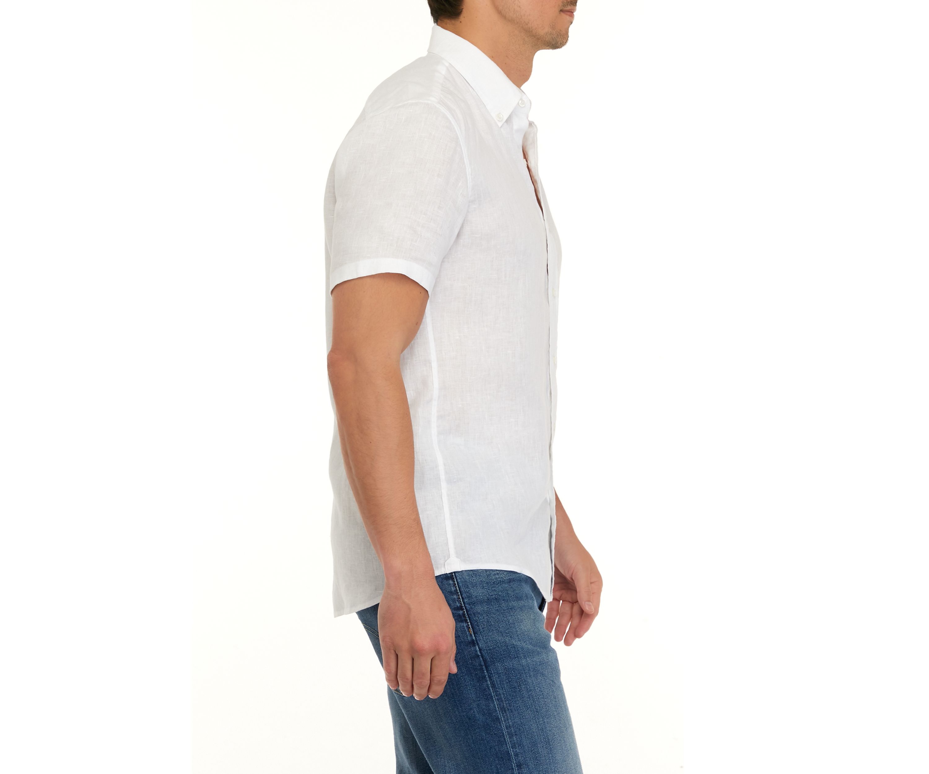 Mens Short Sleeve Button Down Linen Shirt