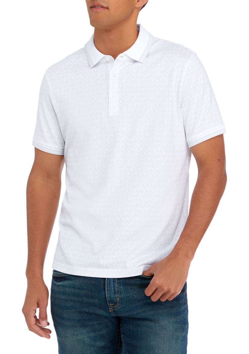 Mens Allover Logo Print Polo Shirt