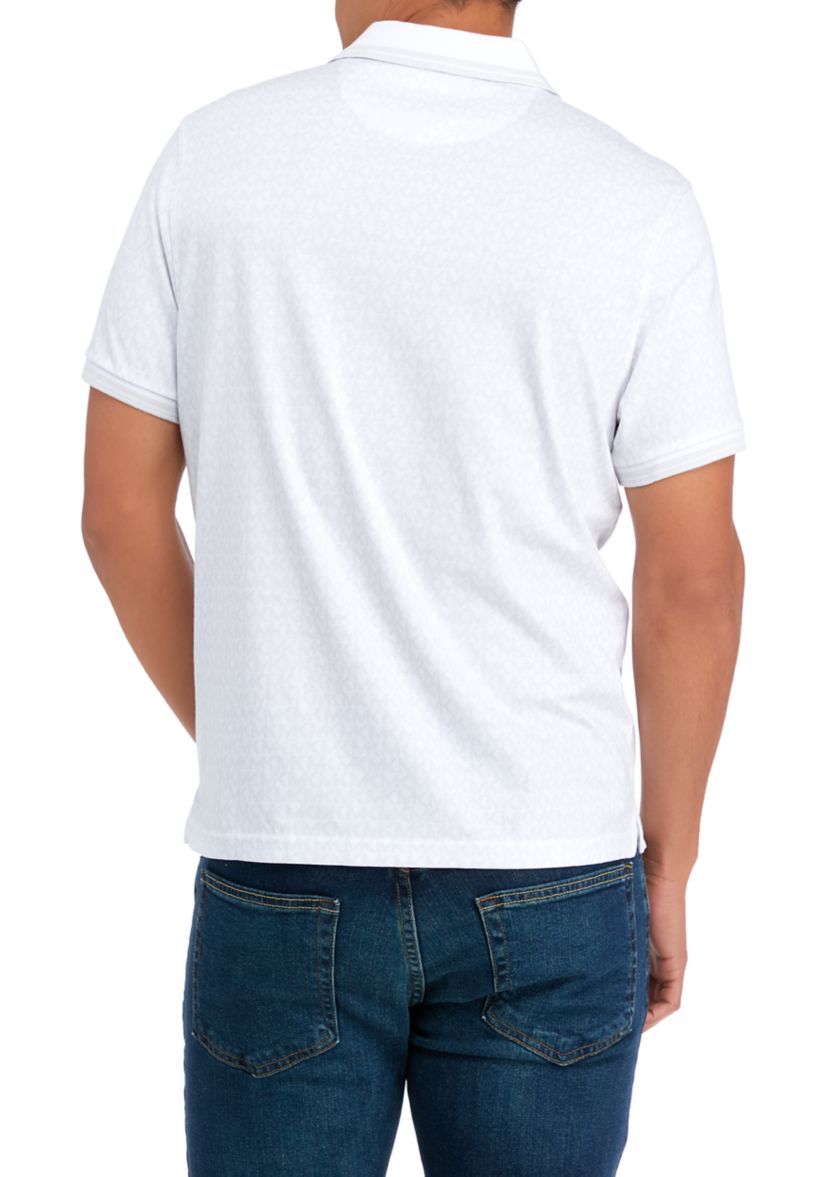 Mens Allover Logo Print Polo Shirt