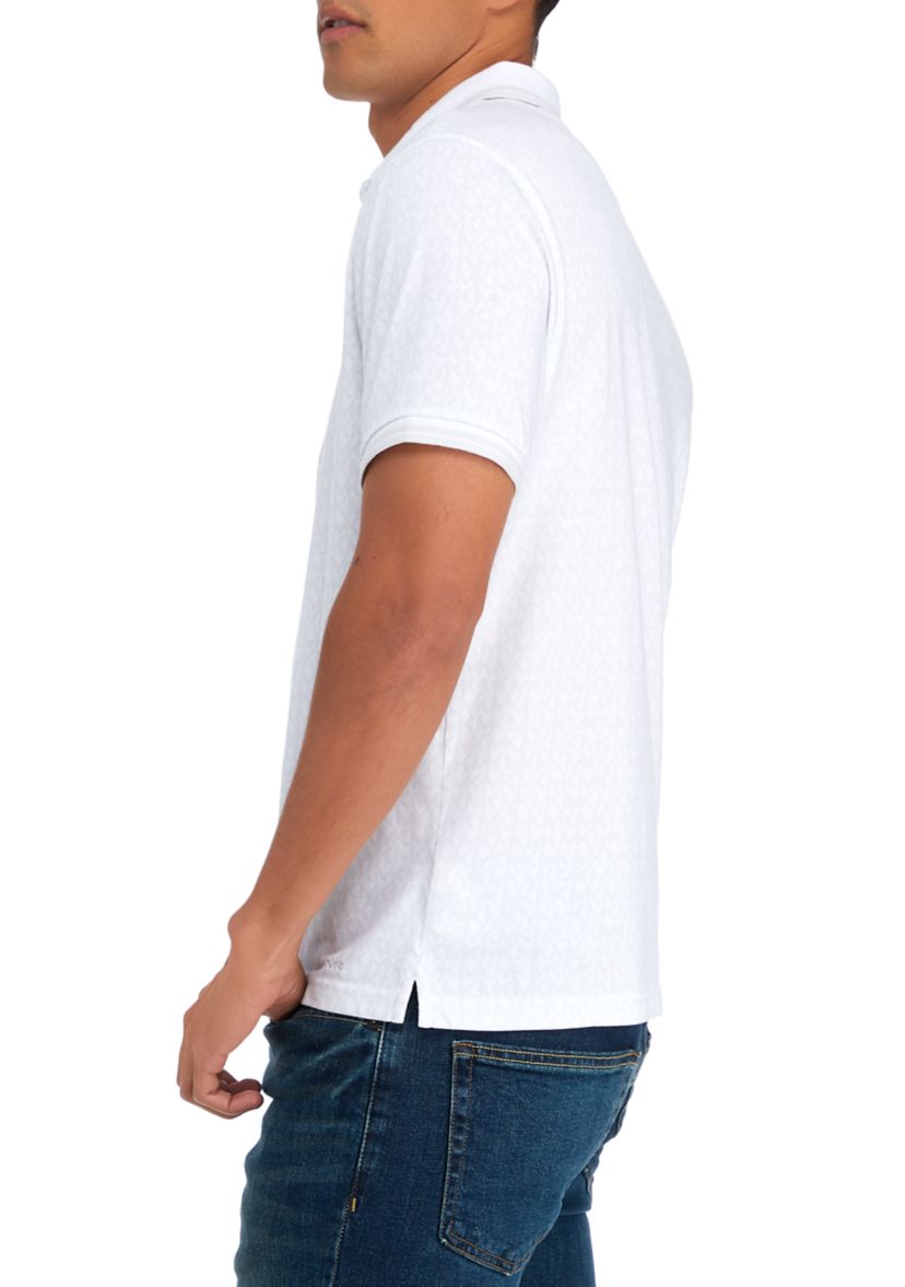 Mens Allover Logo Print Polo Shirt