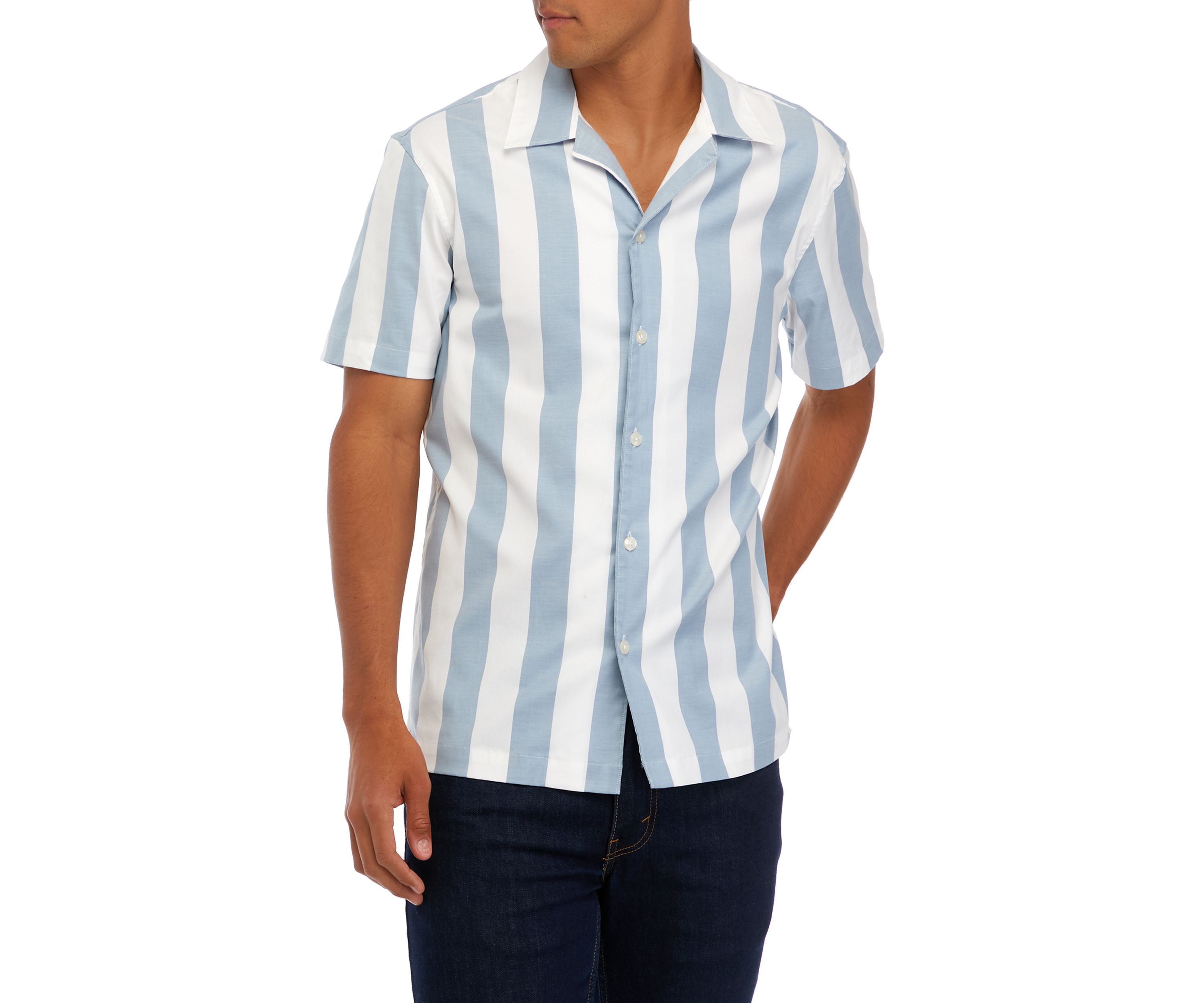 Mens Short Sleeve Rugby Stripe Shirt