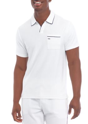 Michael Kors Men's Terry Pocket Johnny Polo Shirt, White, X-Large -  0196839171711