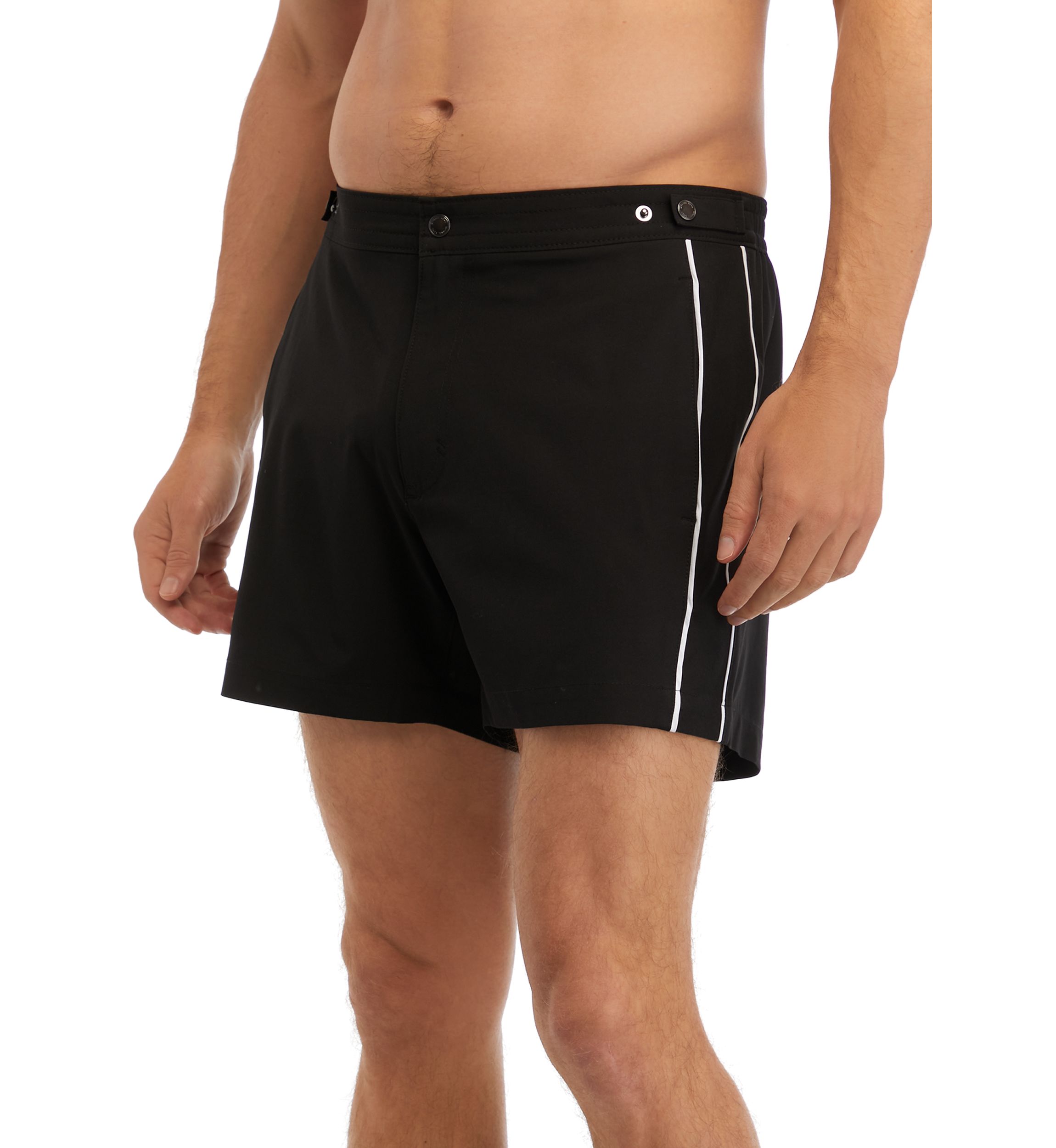 Solid Piped Swim Trunks