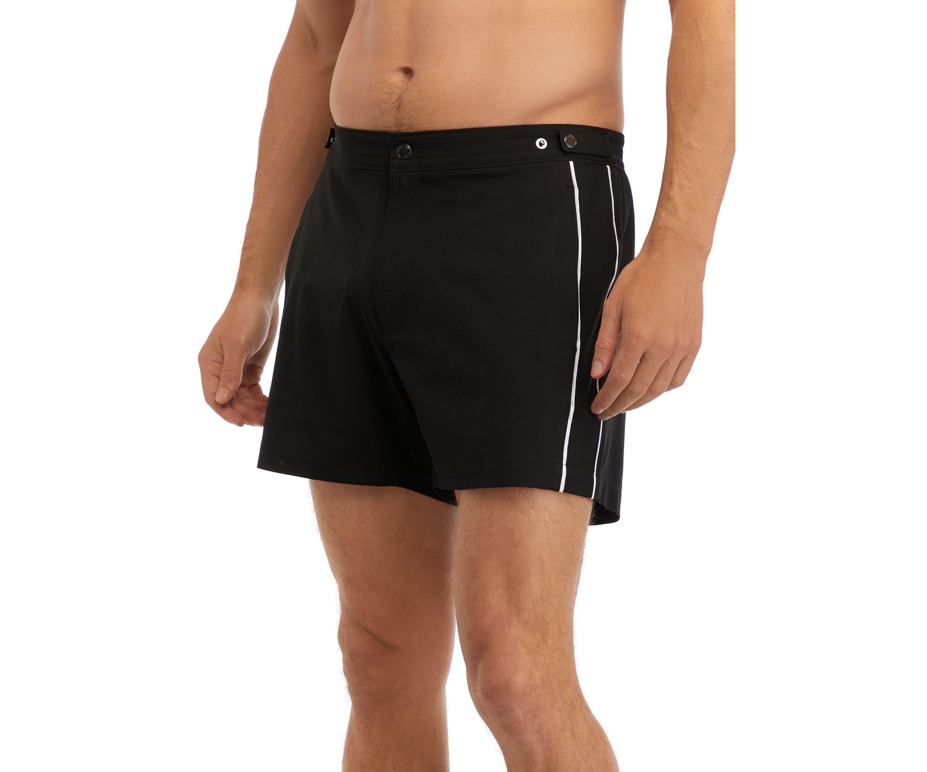 Solid Piped Swim Trunks