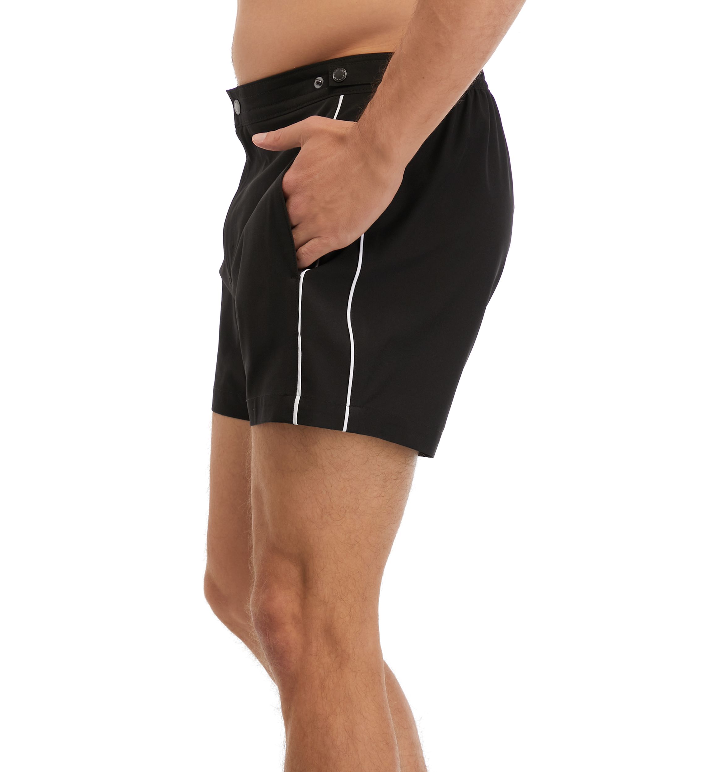 Solid Piped Swim Trunks
