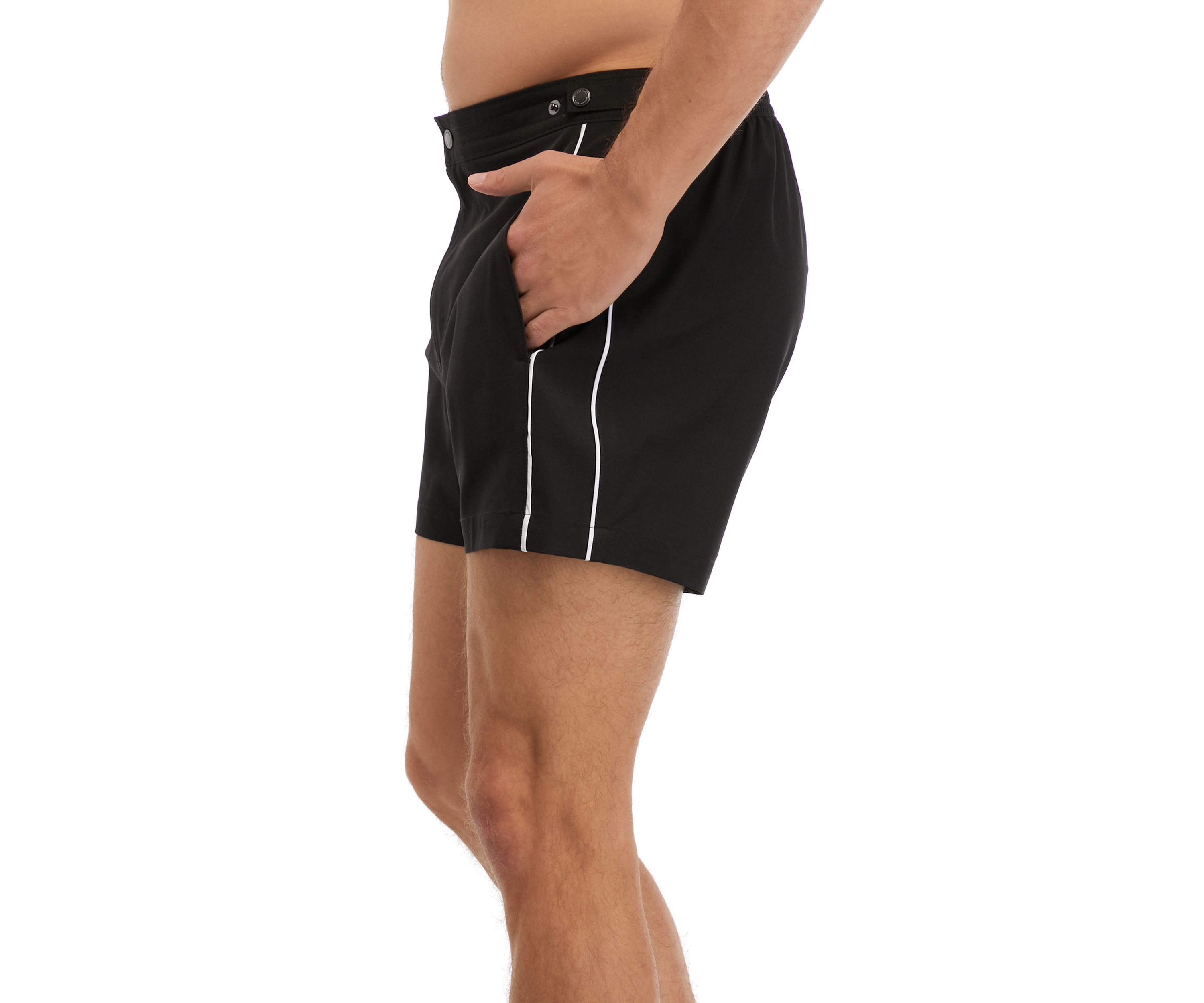 Solid Piped Swim Trunks