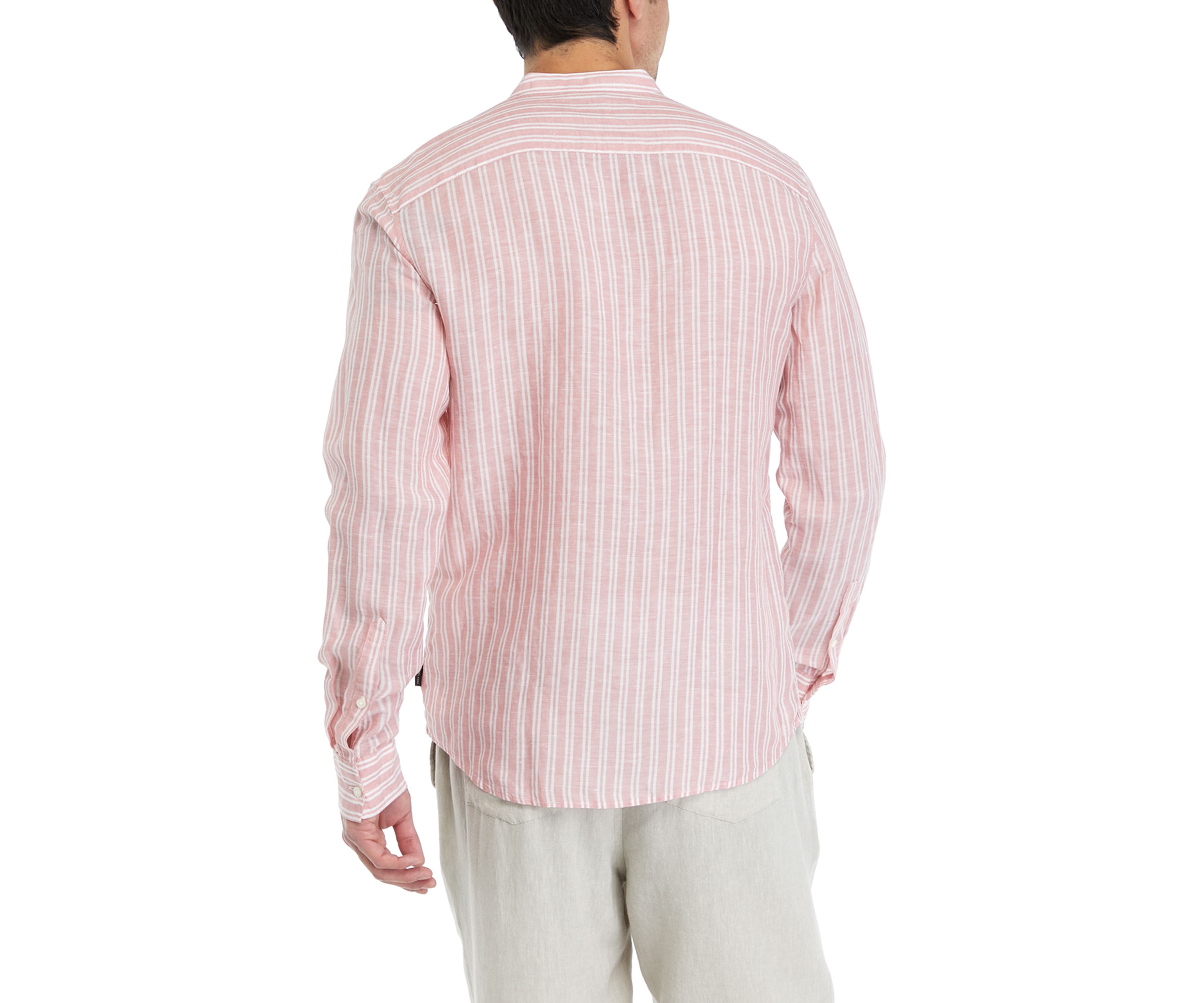 Band Stripe Long Sleeve Button Down Shirt