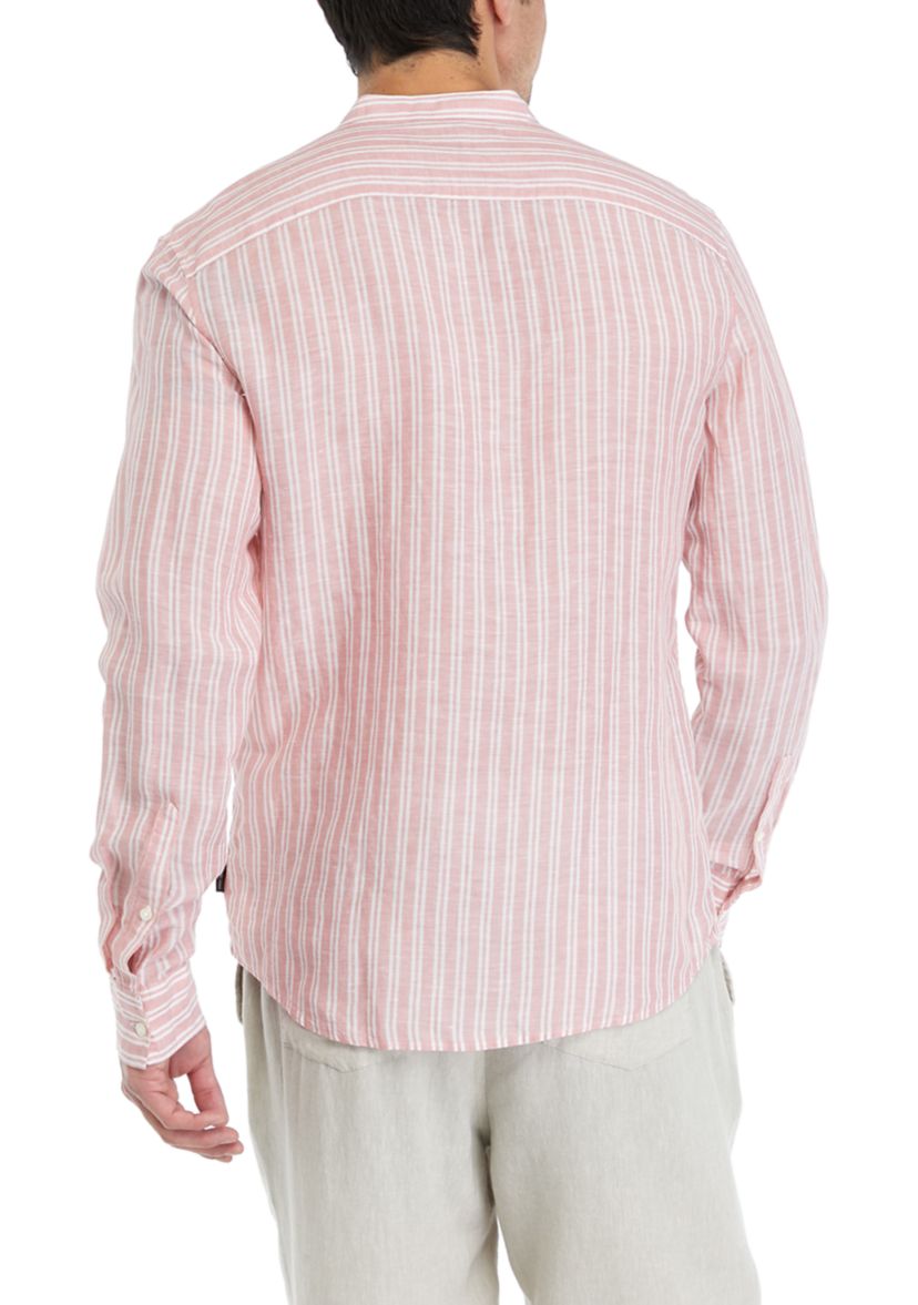 Band Stripe Long Sleeve Button Down Shirt