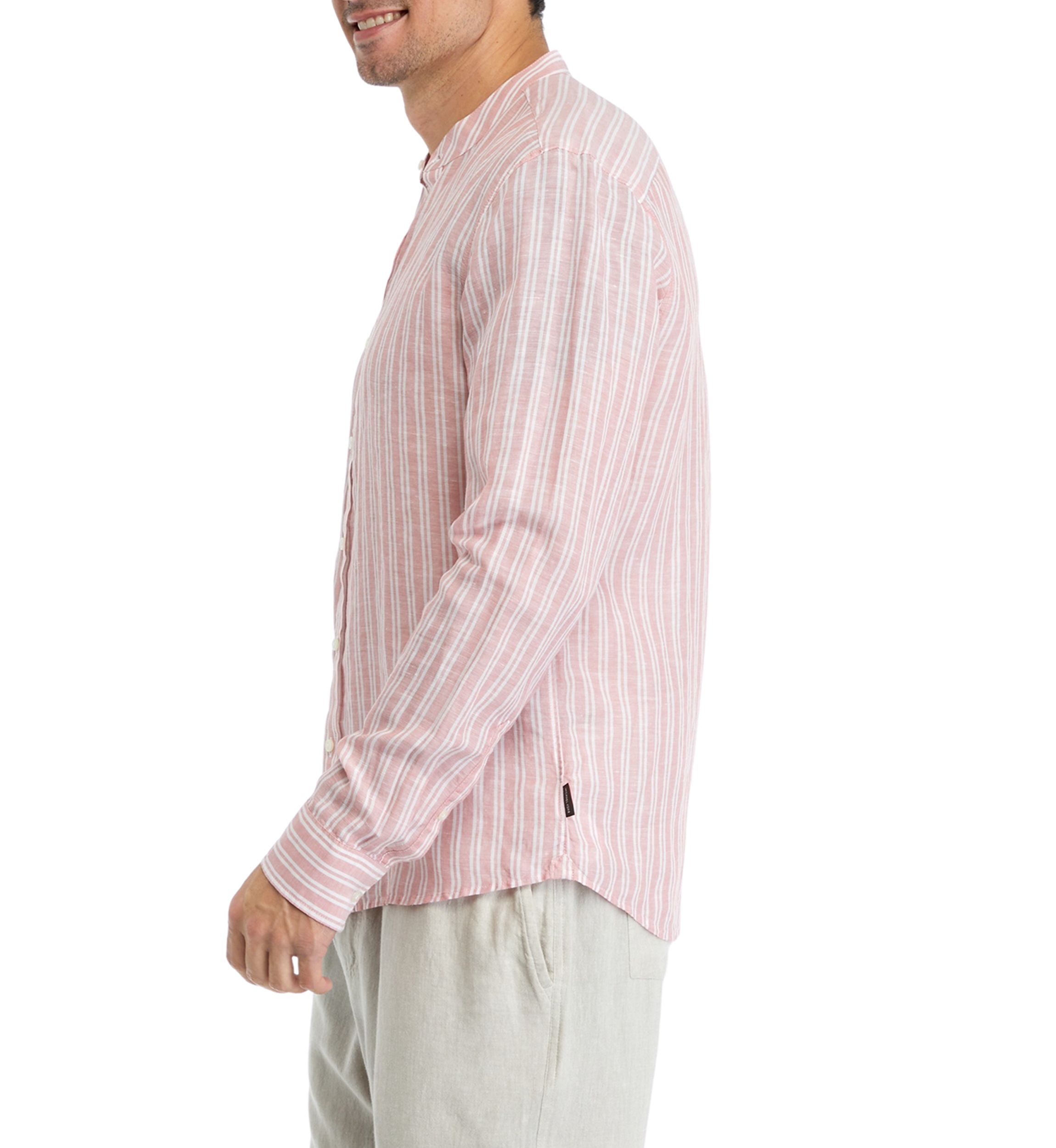 Band Stripe Long Sleeve Button Down Shirt