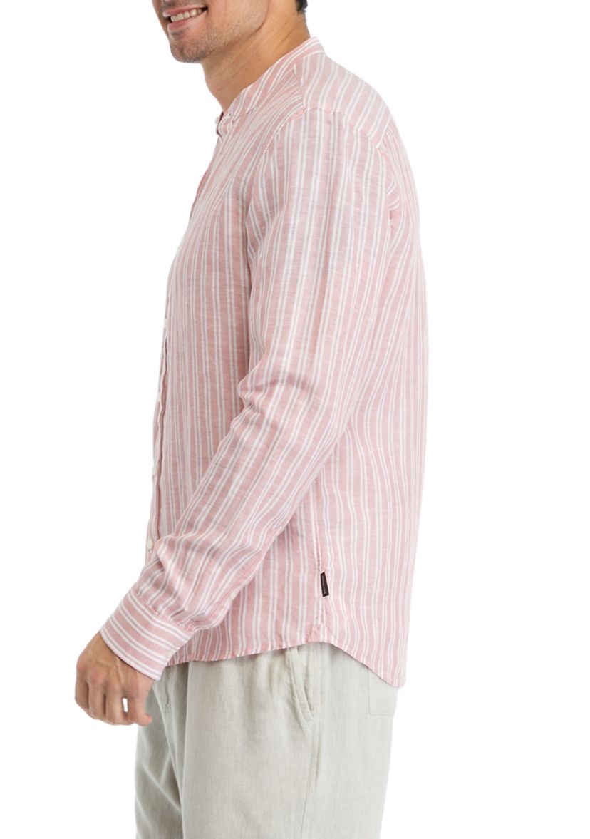 Band Stripe Long Sleeve Button Down Shirt