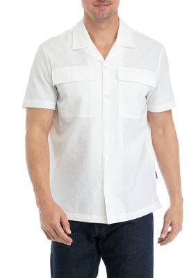 Michael Kors Men's Relaxed Two Pocket Short Sleeve Shirt, White, 2XL -  0197005115324