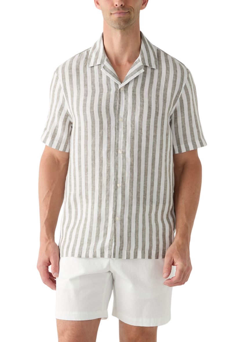 Mens Relaxed Linen Stripe Shirt
