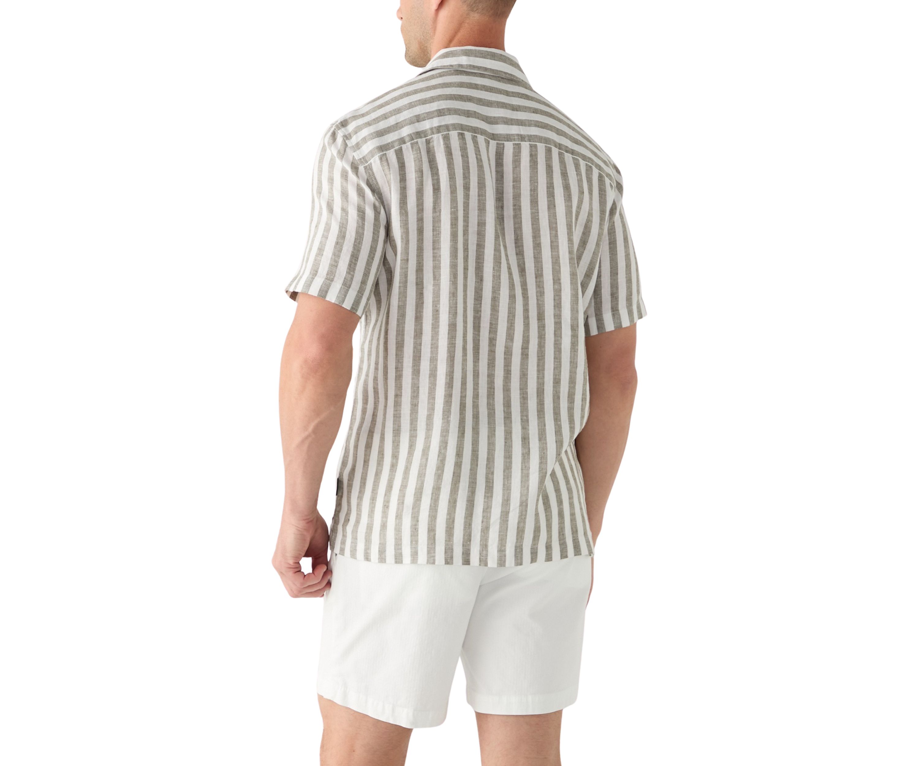 Mens Relaxed Linen Stripe Shirt