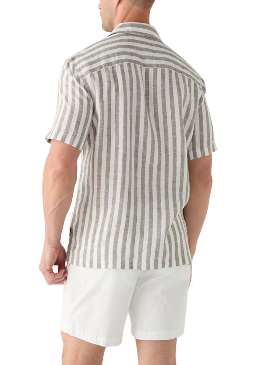Mens Relaxed Linen Stripe Shirt
