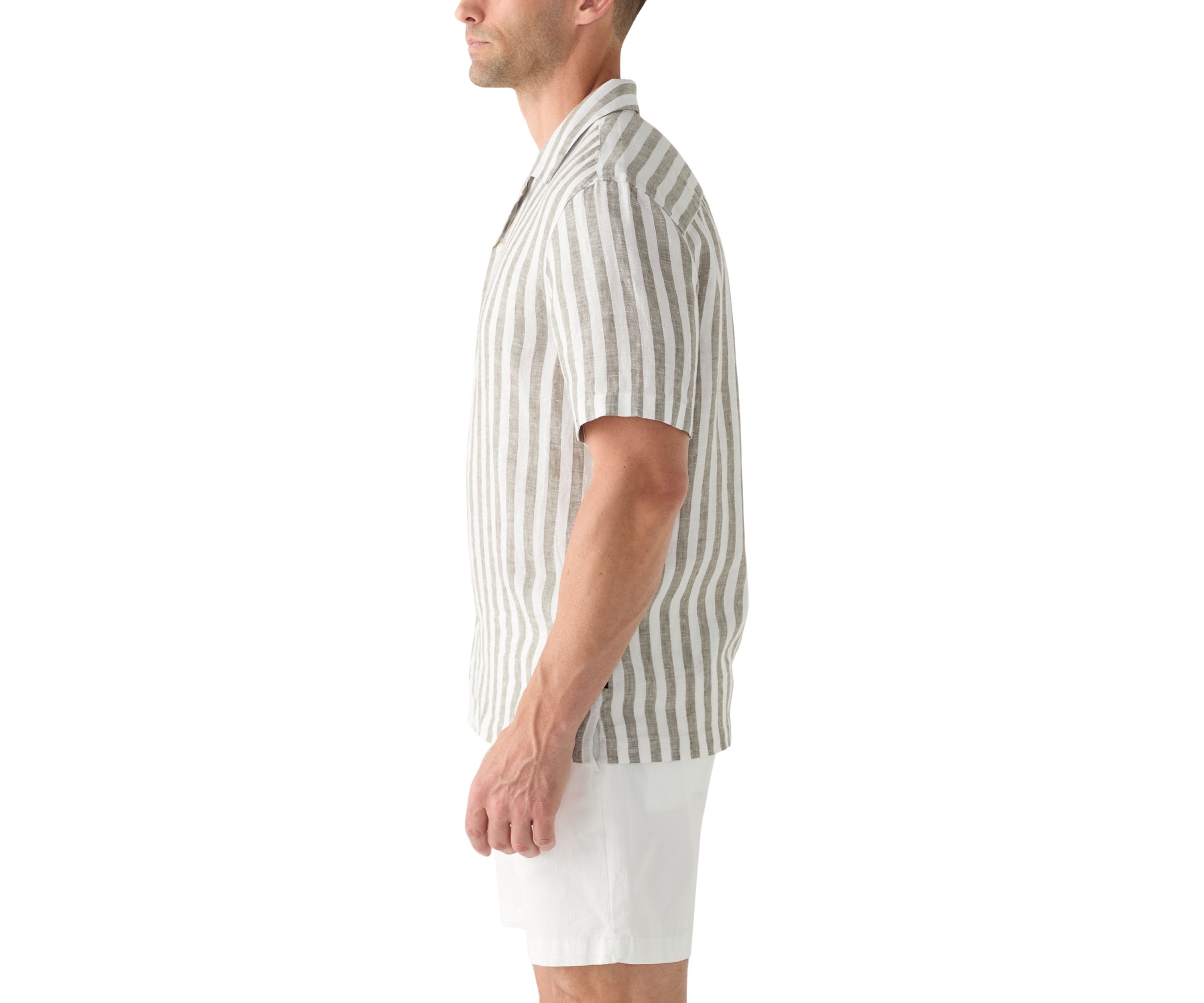 Mens Relaxed Linen Stripe Shirt