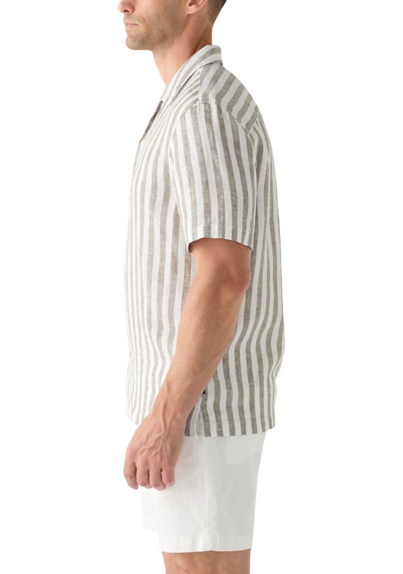 Mens Relaxed Linen Stripe Shirt
