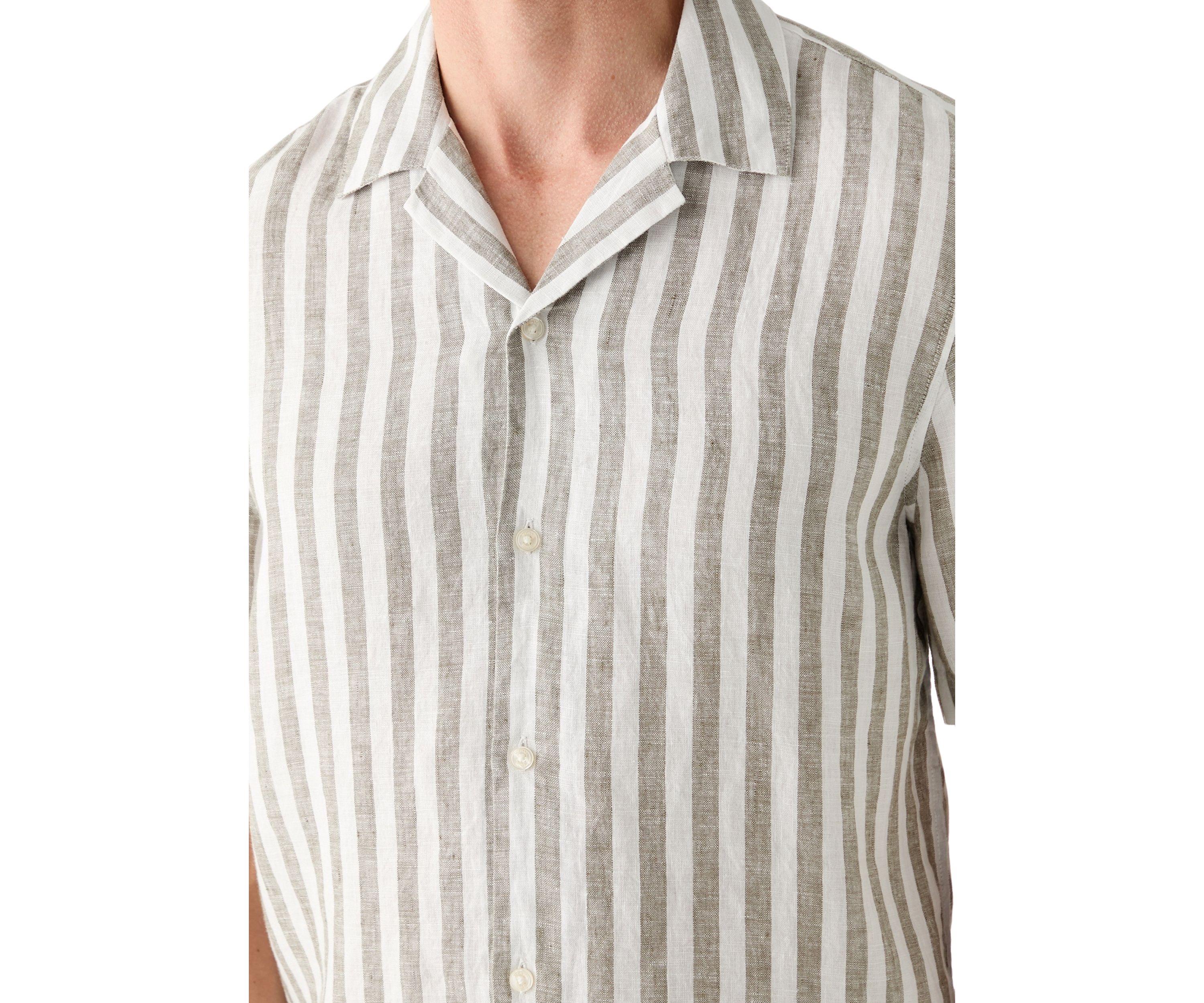 Mens Relaxed Linen Stripe Shirt