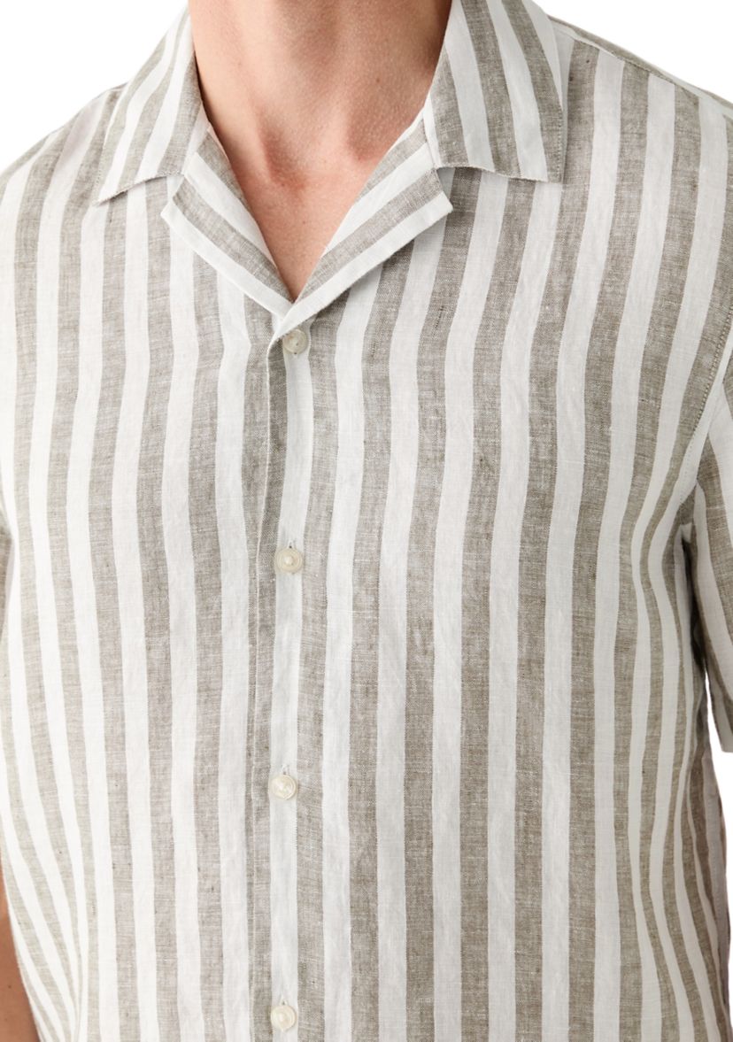 Mens Relaxed Linen Stripe Shirt