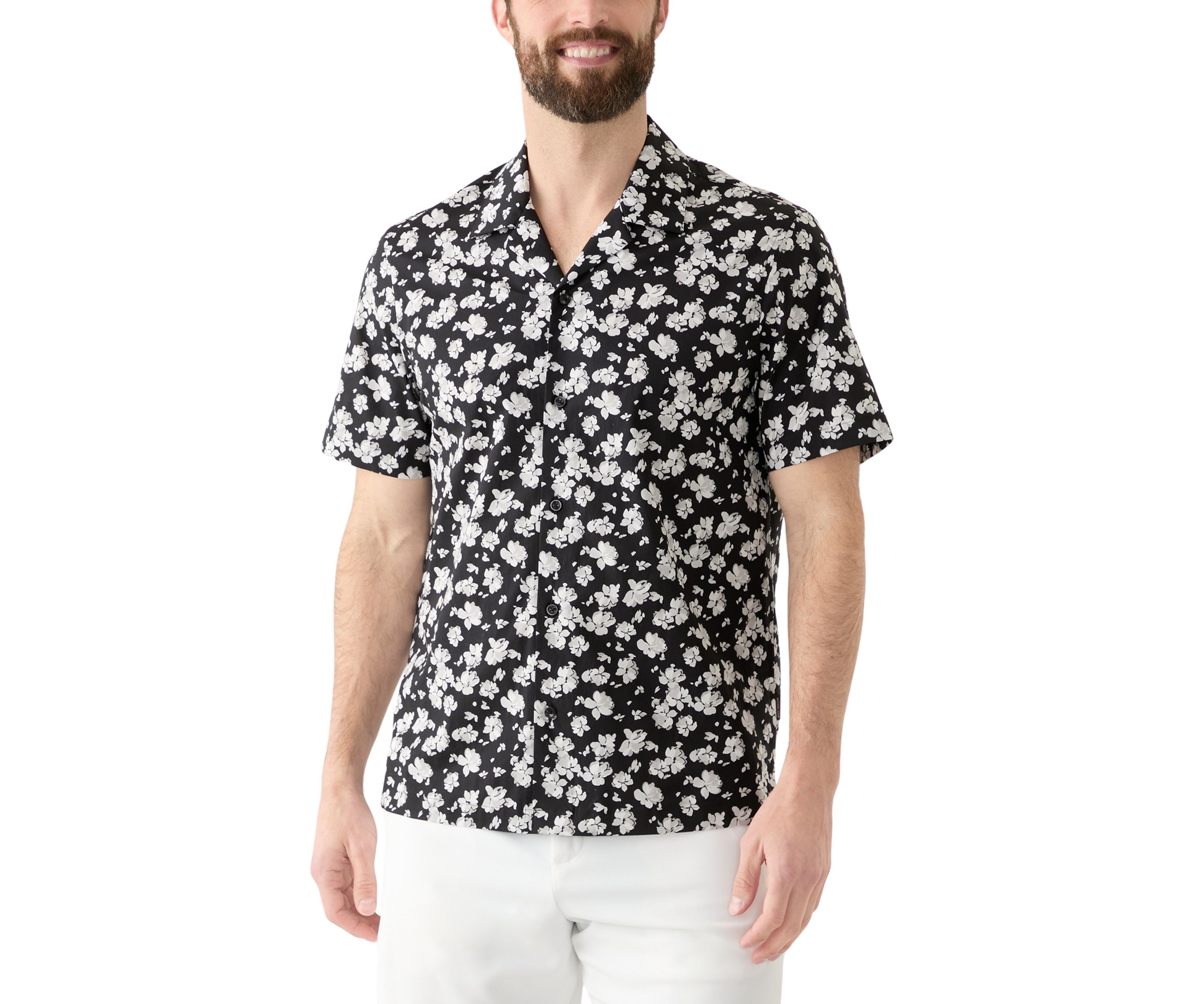 Mens Short Sleeve Floral Camp Shirt