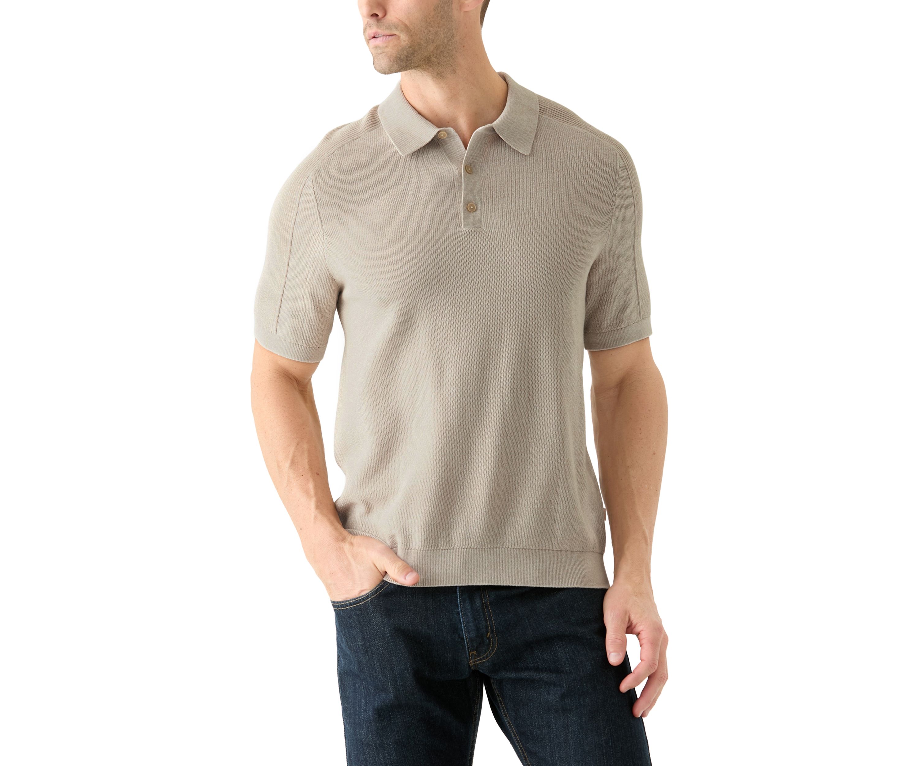 Mens Texture Mouline Polo Shirt
