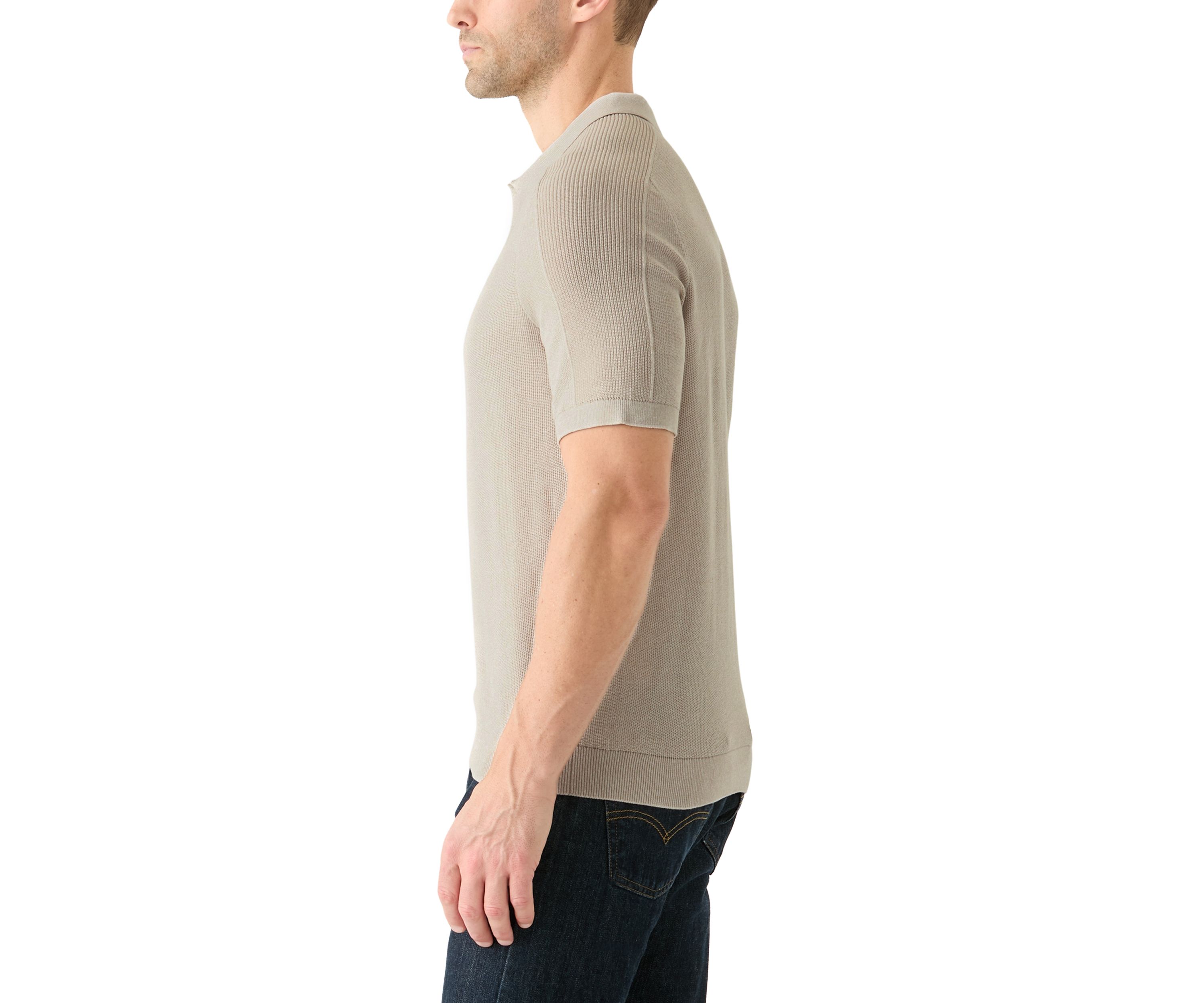 Mens Texture Mouline Polo Shirt