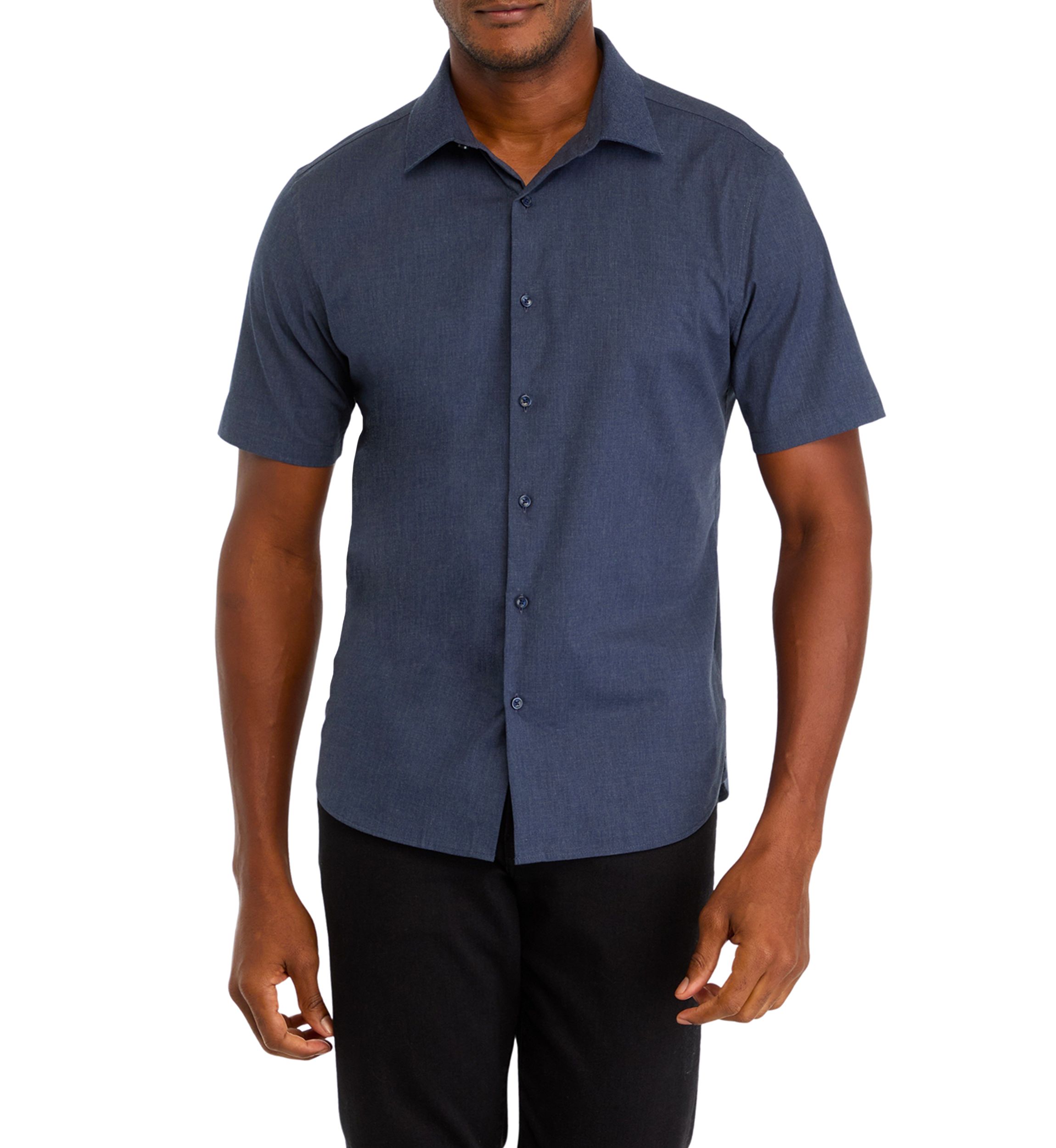 Heather Knit Collar Button Up Shirt 