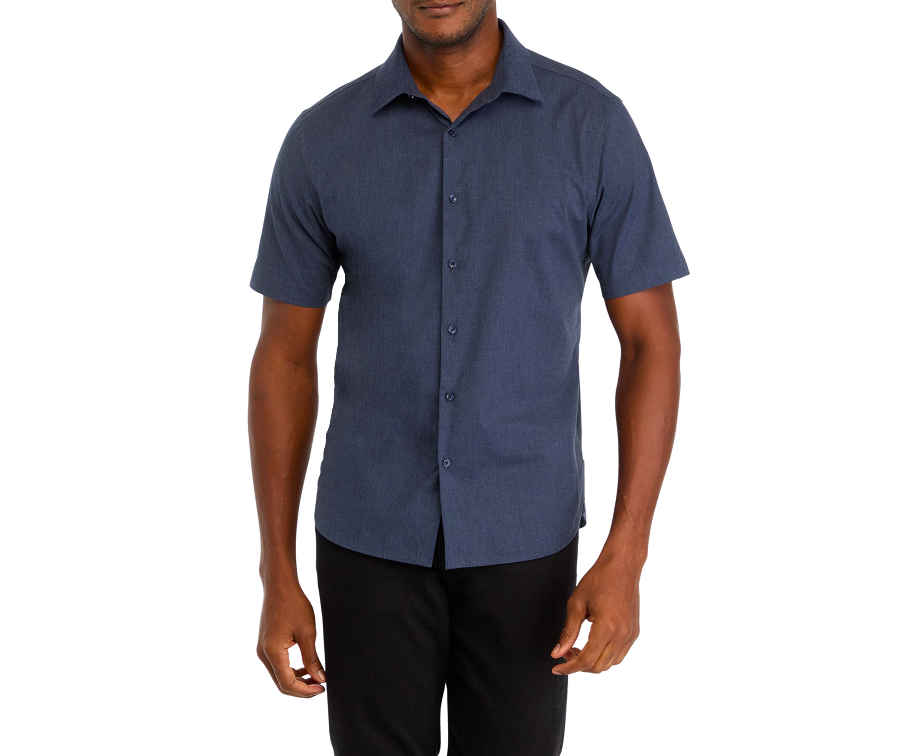Heather Knit Collar Button Up Shirt 